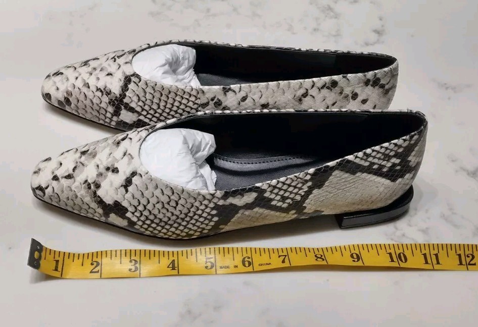 Saks Fifth Avenue Women's Embossed Python Black White Flats Size 8
