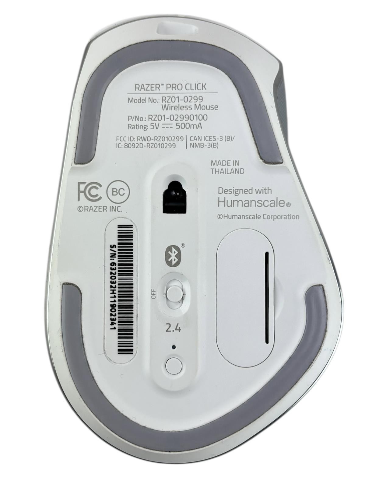 Razer Pro Click Wireless Ergonomic Mouse WiFi / Bluetooth - White RZ01-0299