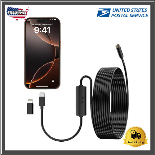Endoscope Camera with Light, 1080P HD Borescope Camera with 8 LED Lights 16.5ft
