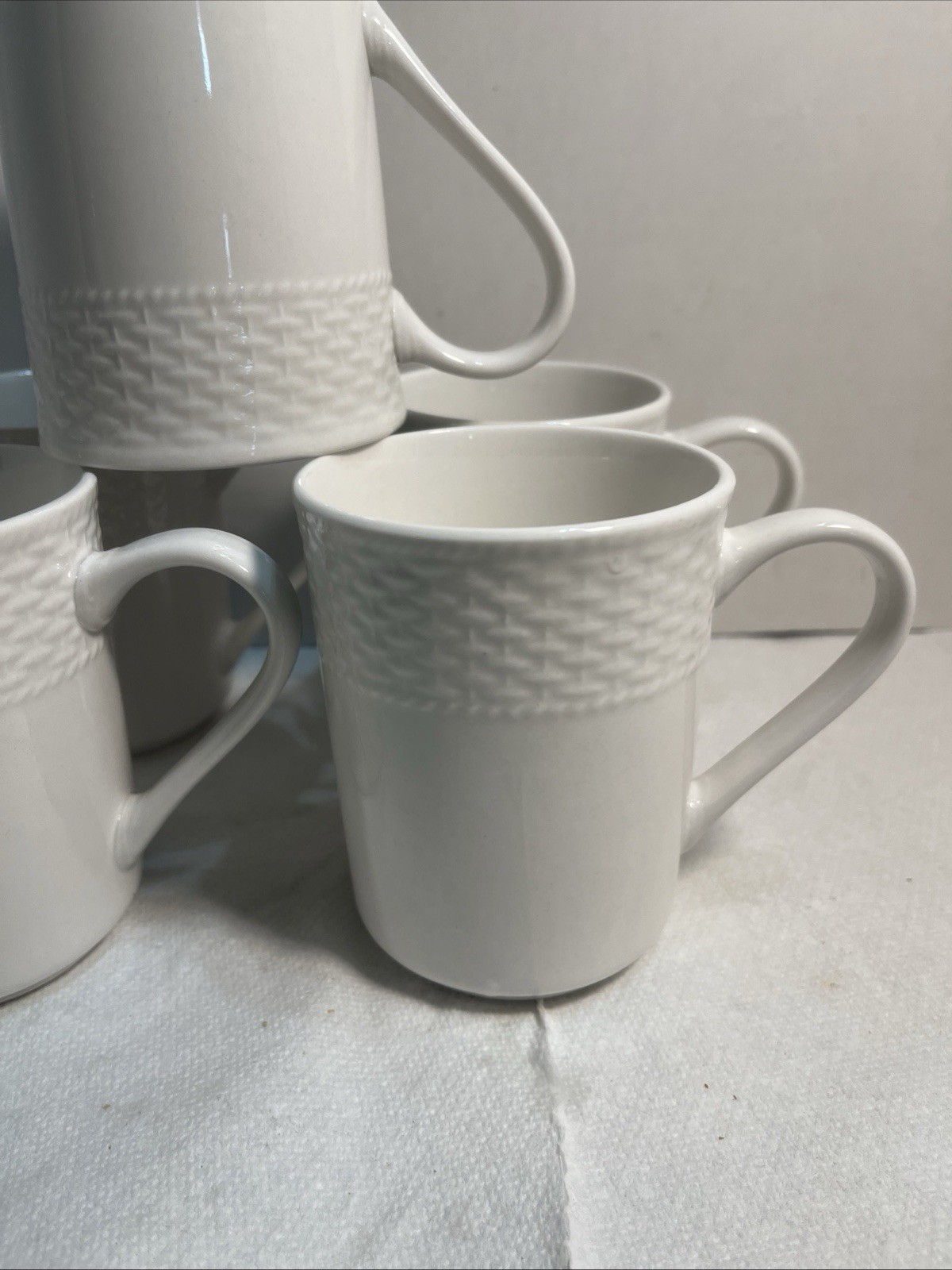 5-TABLETOPS GALLERY CREAM COFFEE CUPS Basket weave Coffee Cups 3430