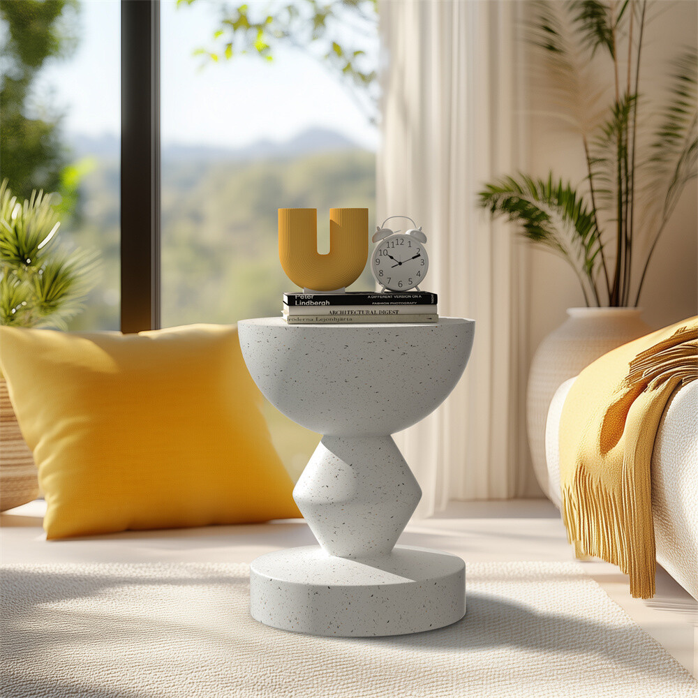 Concrete Side Table Modern End Table Compact Accent Table Indoor and Outdoor Use