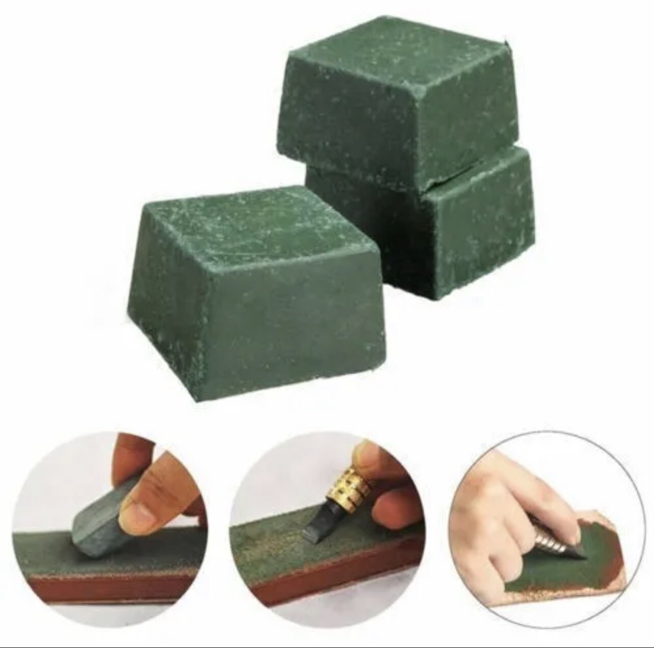 3PC Green Polishing Stropping Buffing Metal Jewelry Compound Chromium Oxide
