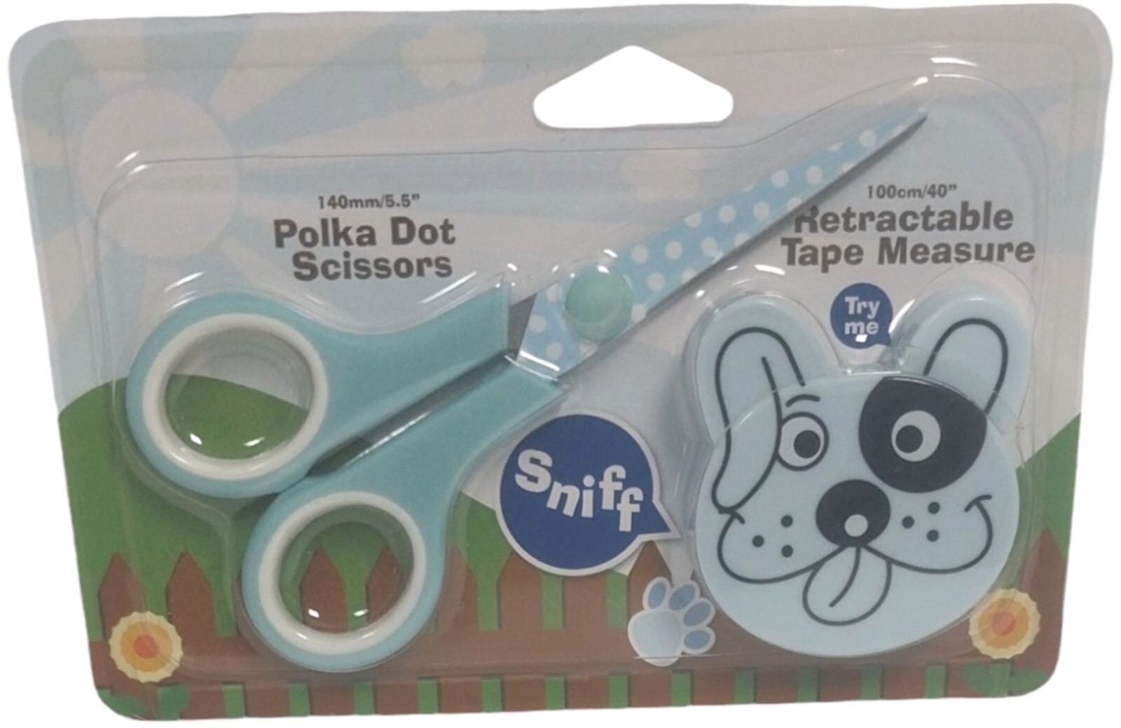 Blue Sewing Machine Scissors and Tape Measure Set
