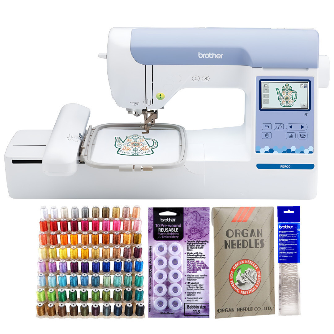 Brother Elite PE900 Large Embroidery Machine with Wireless LAN Bundle (5 Items)