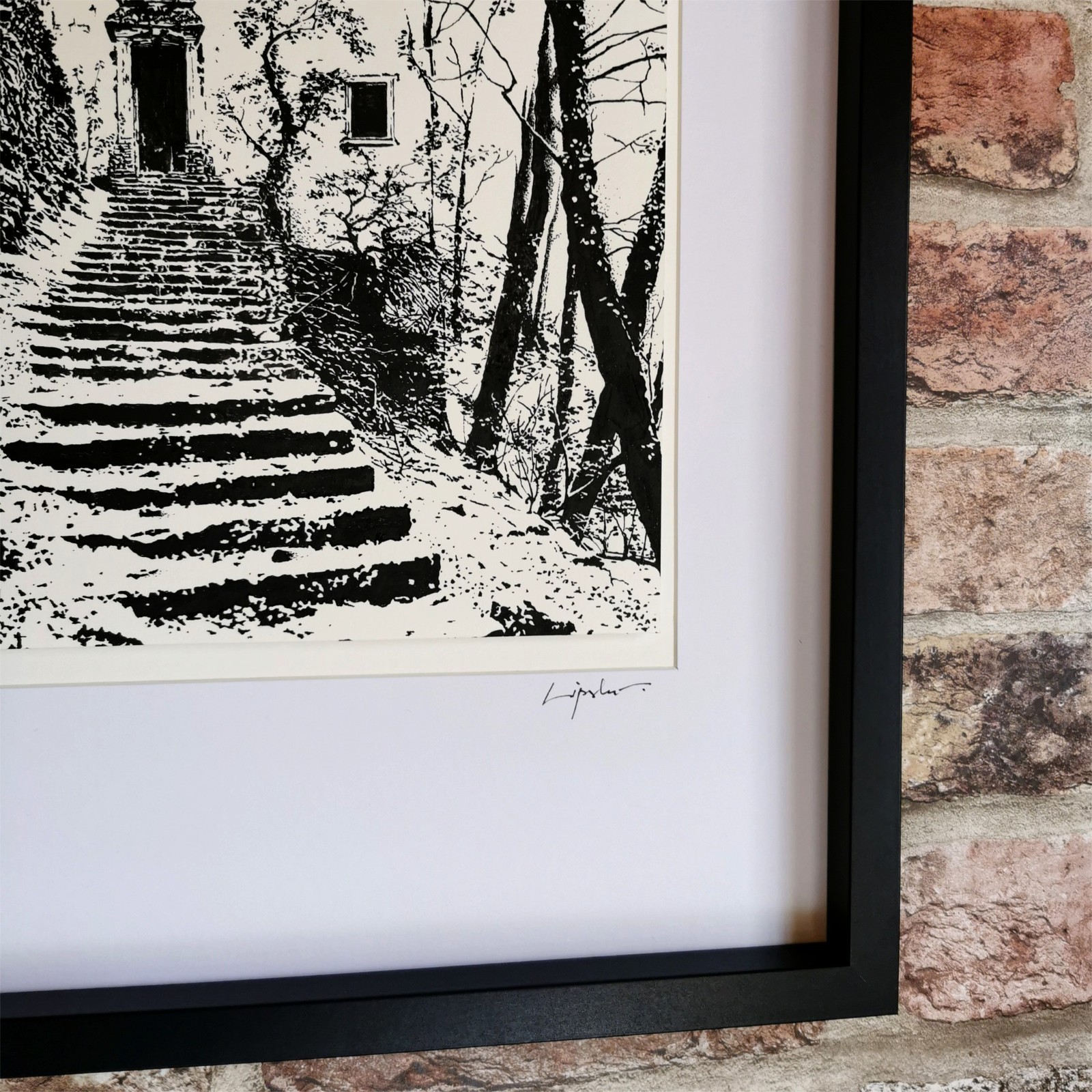 ORIGINAL Artwork. Ink Drawing on Paper. Mounted and Framed. Hand signed. CoA