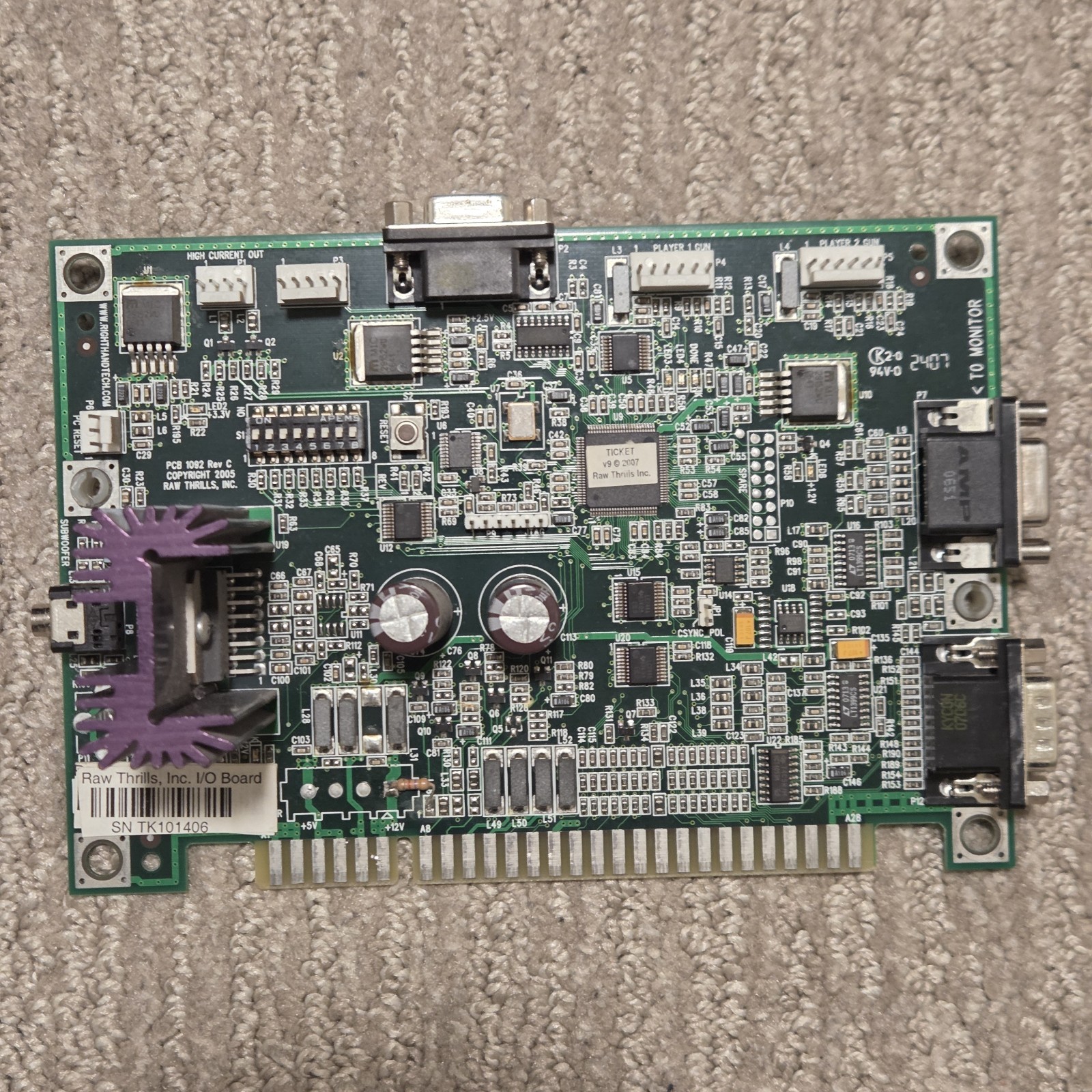 Deal or No Deal Arcade Machine Board Raw Thrills ICE I/O Board