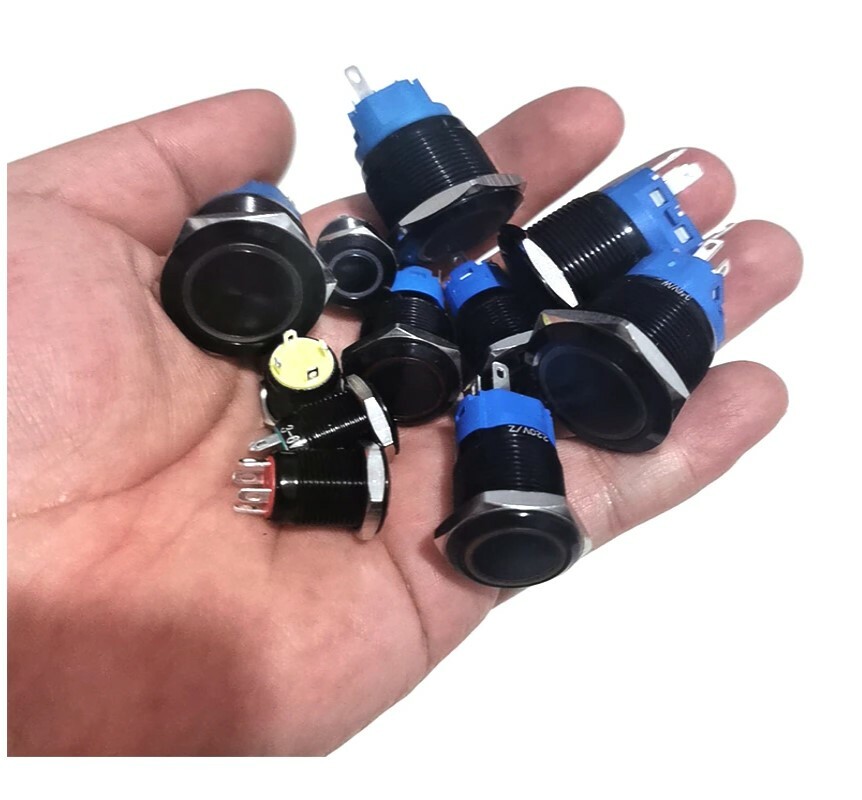 Metal Black Push Button Switch Momentary Latching Waterproof LED Light car Boat