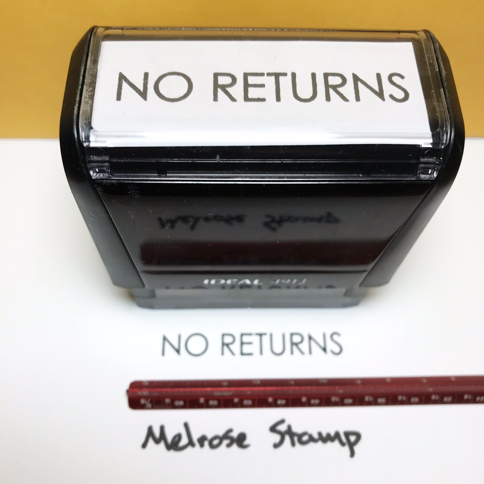 No Returns Rubber Stamp Black Ink Self Inking Ideal 4913