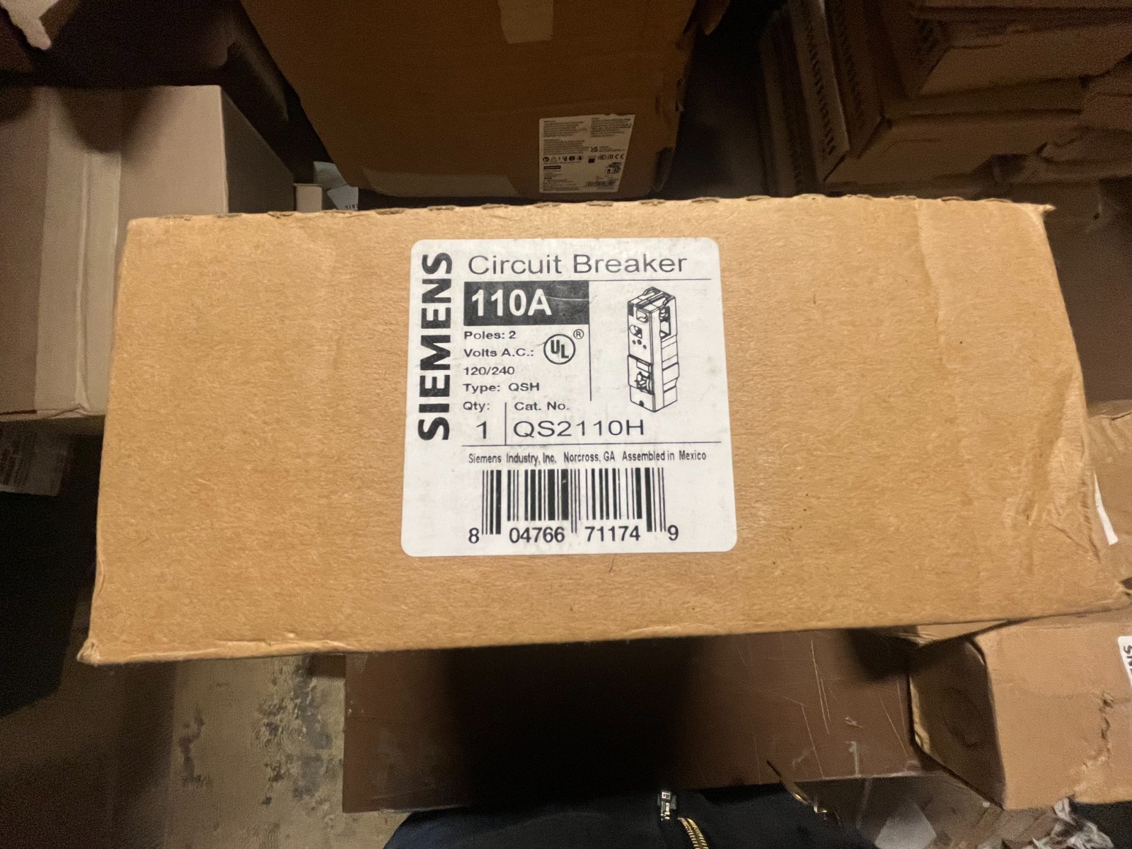 Siemens QS2110H 2p 240v 22k AIC 110a Main Circuit Breaker NEW IN BOX