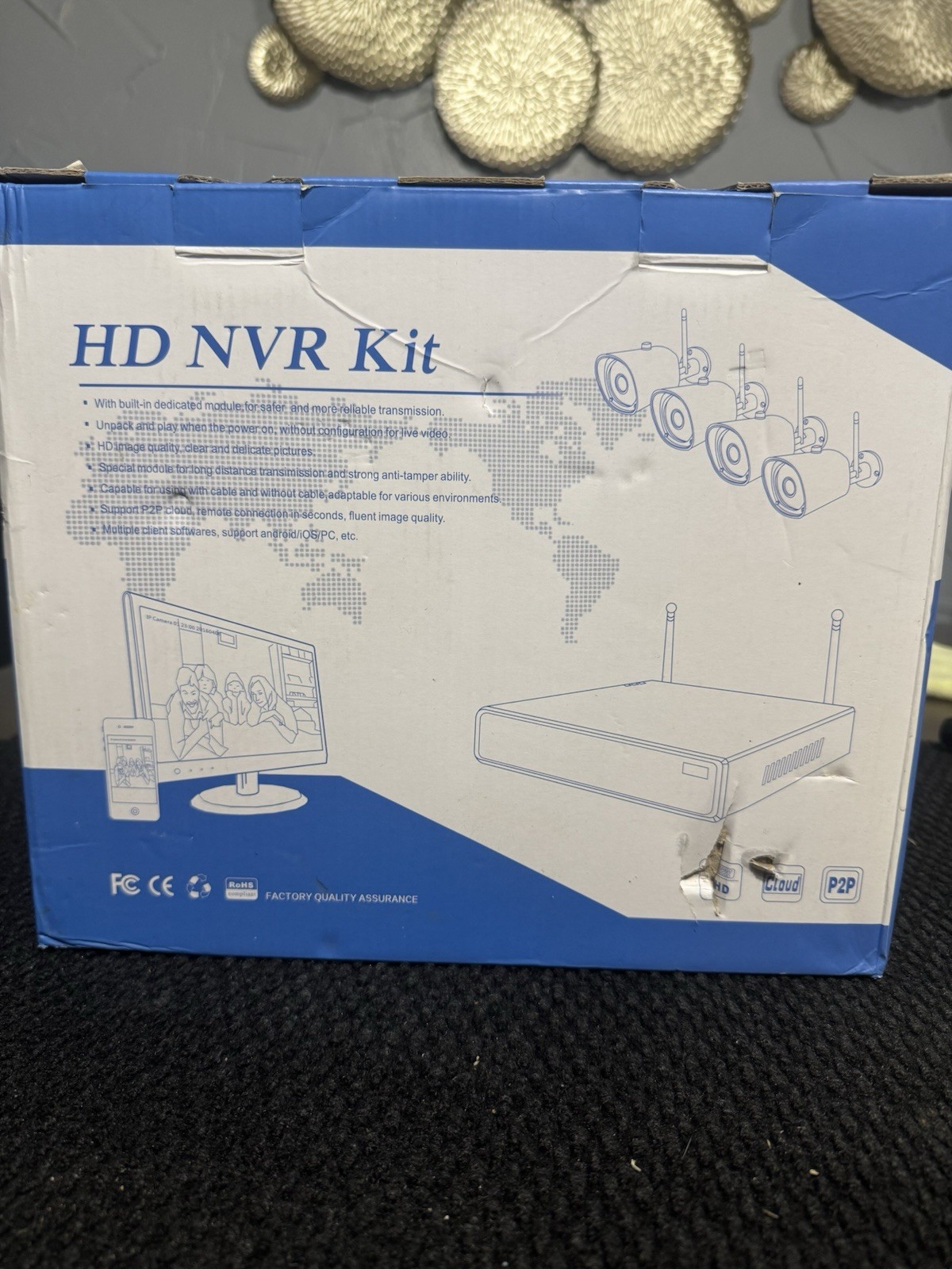 Wireless 4CH NVR Kit WT-4CH 1080P HD Indoor Cloud P2P No HDD