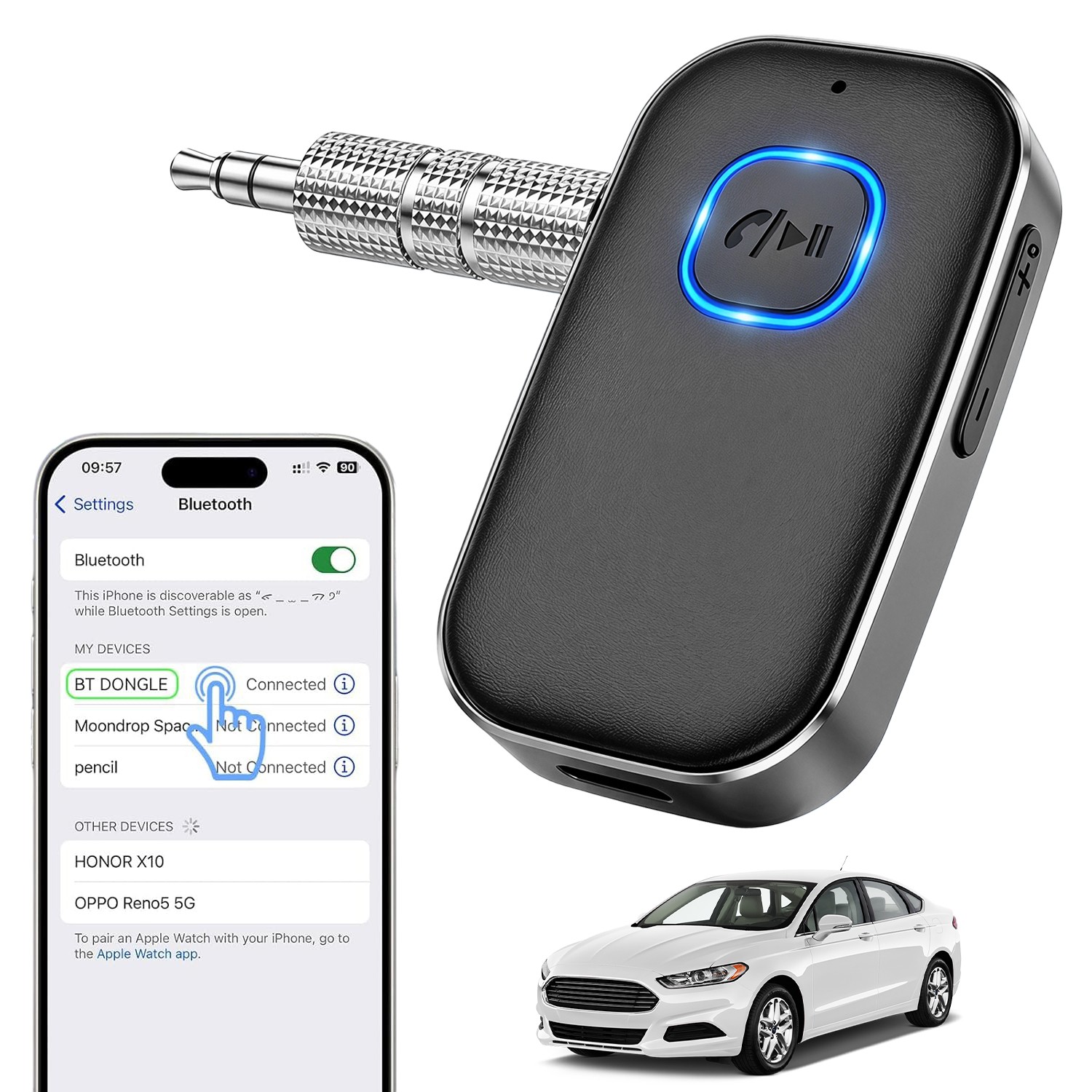 Bluetooth Receiver for Car/Home,Noise Cancelling 3.5mm AUX Bluetooth Car Adapter