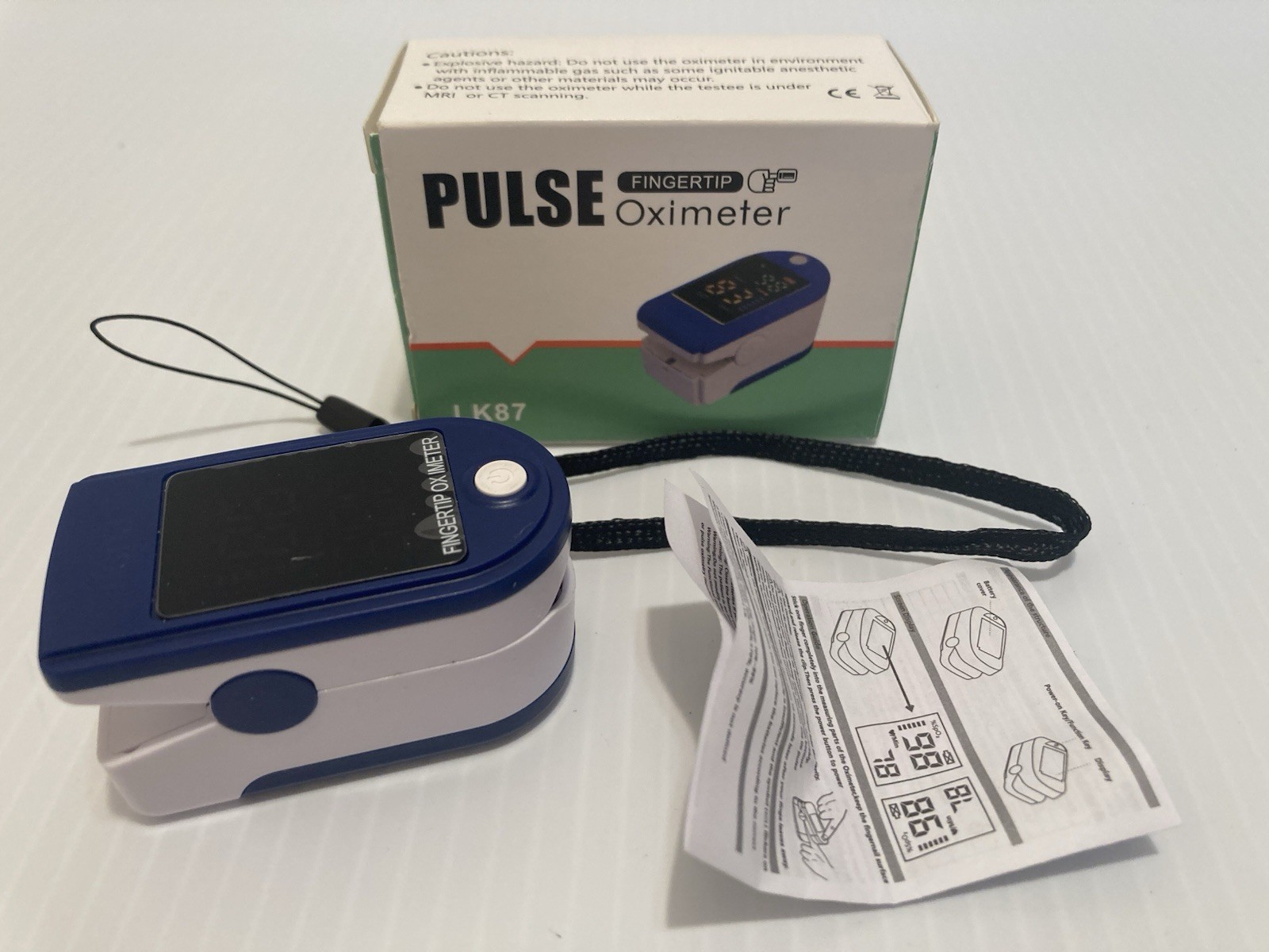 Pulse Fingertip Oximeter Blood Oxygen Meter Heart Rate Monitor LK87