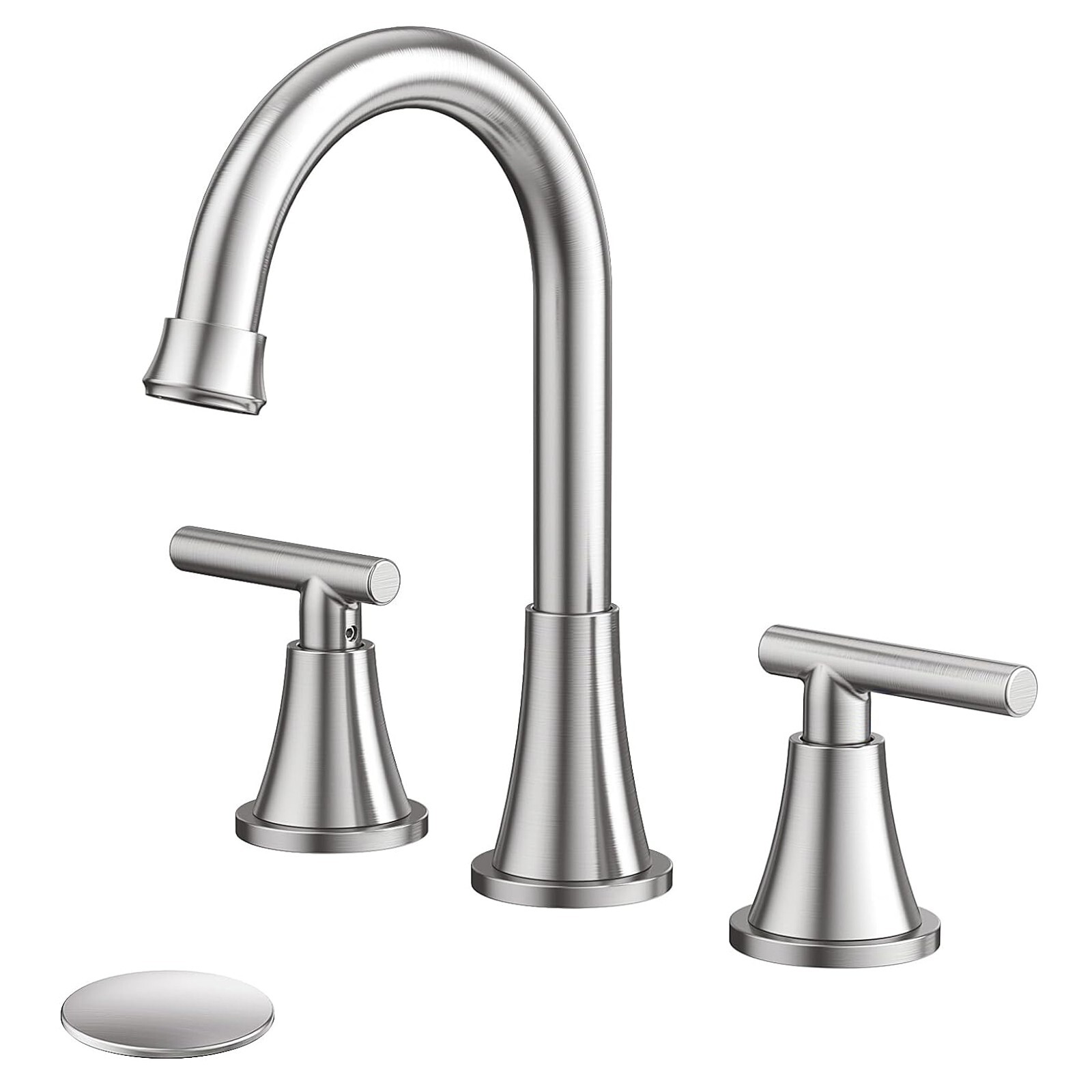 Brushed Nickel 8in Widespread Bathroom Sink Faucet 3Hole Vanity Mixer with Drain