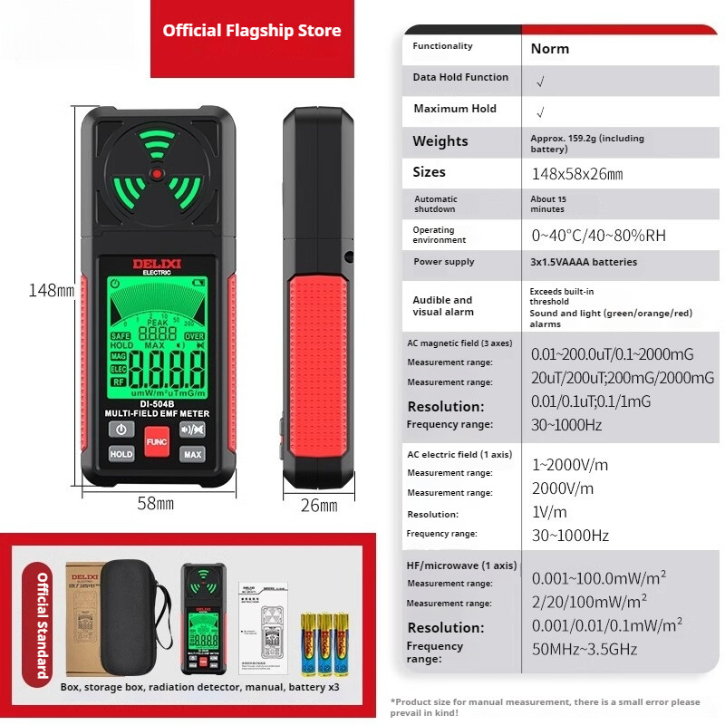 High-frequency electrical electromagnetic radiation detector sound light alarms