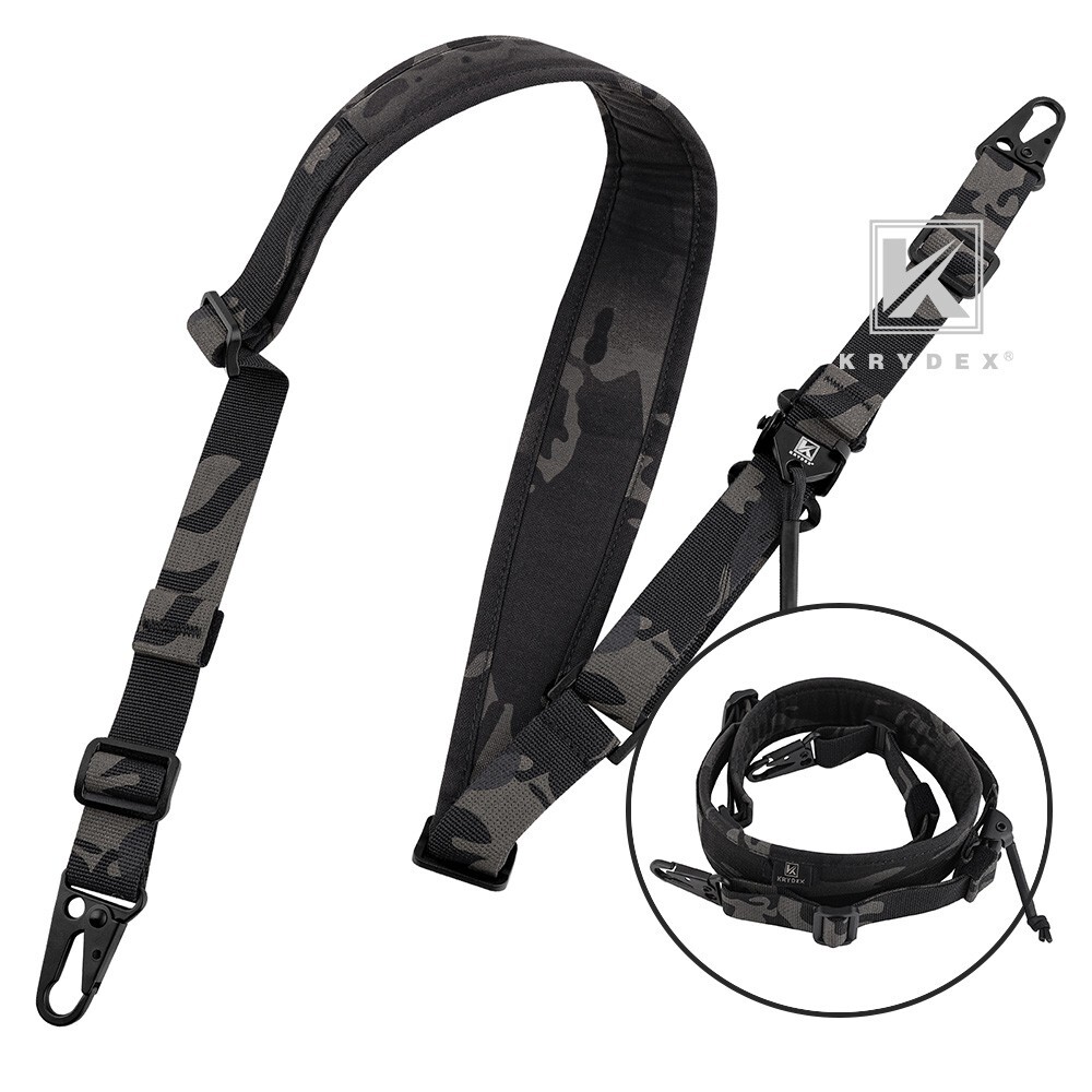 KRYDEX Modular Sling 2 / 1 Point Padded Shooting Sling Removable Black MC Camo