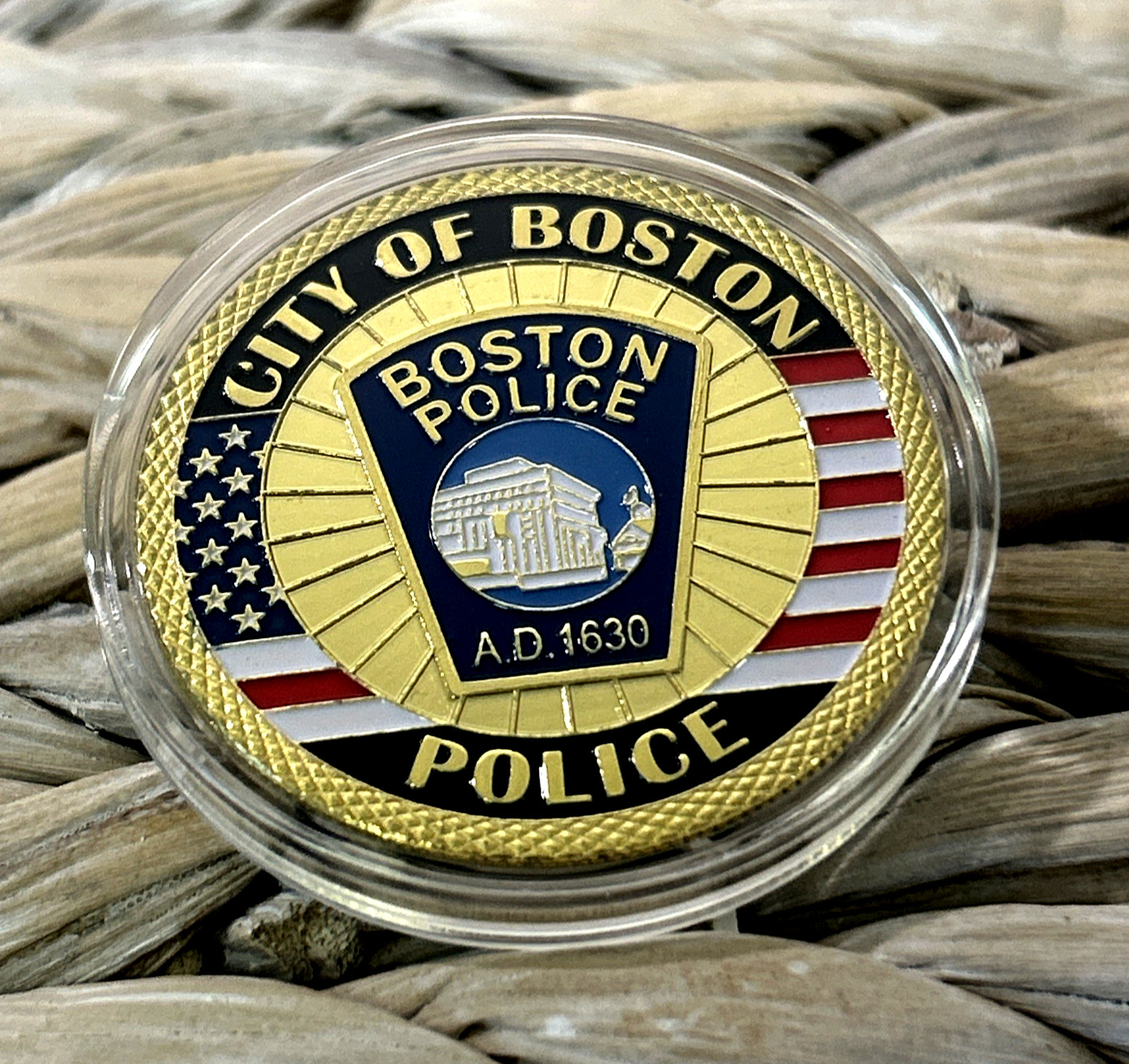 BOSTON Massachusetts POLICE A.D. 1630 St. Michael Gift Challenge Coin