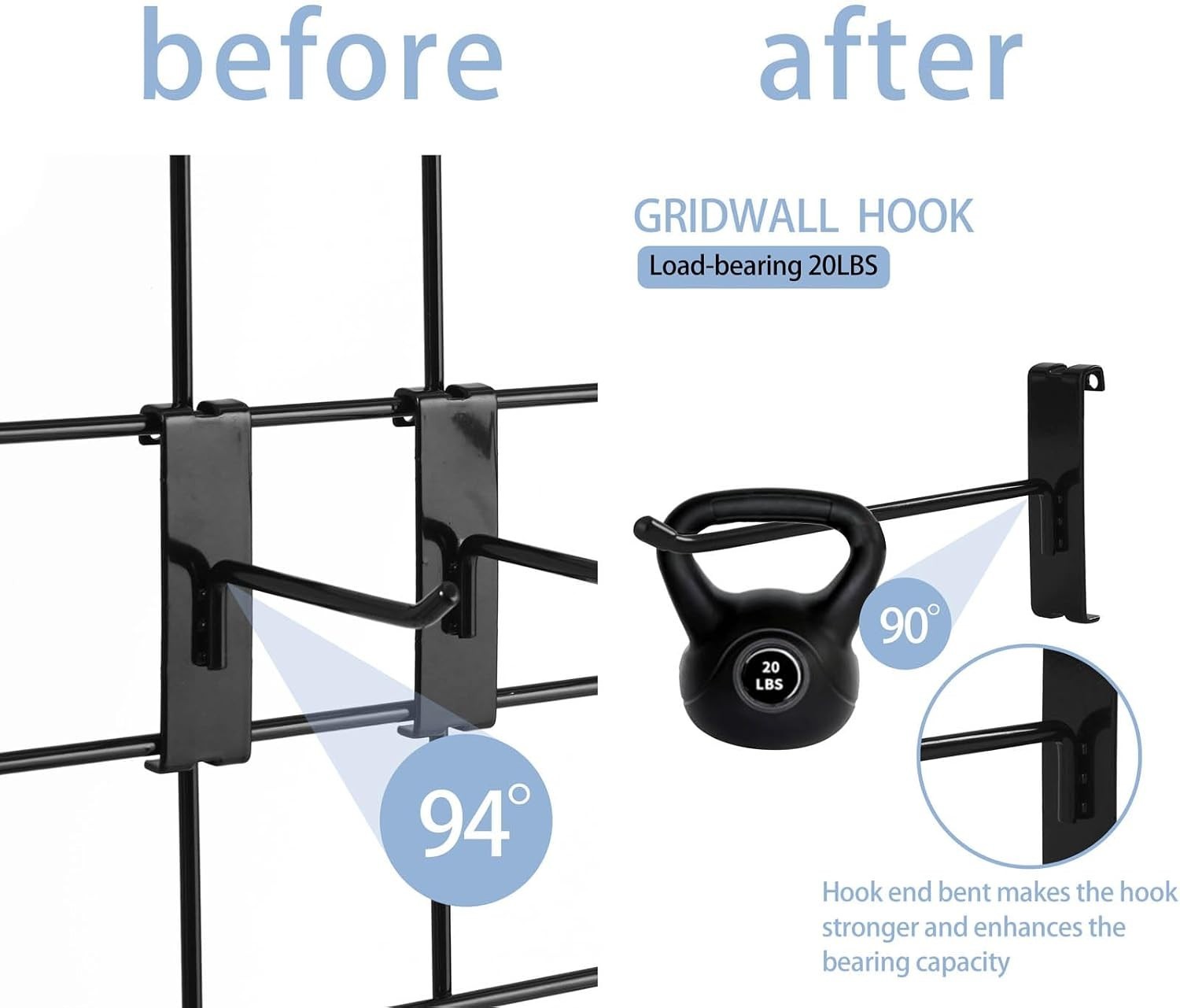 Gridwall Hooks 6 Inch, 32PC Display Hooks for Grid Wall, Heavy Duty Gridwall ...