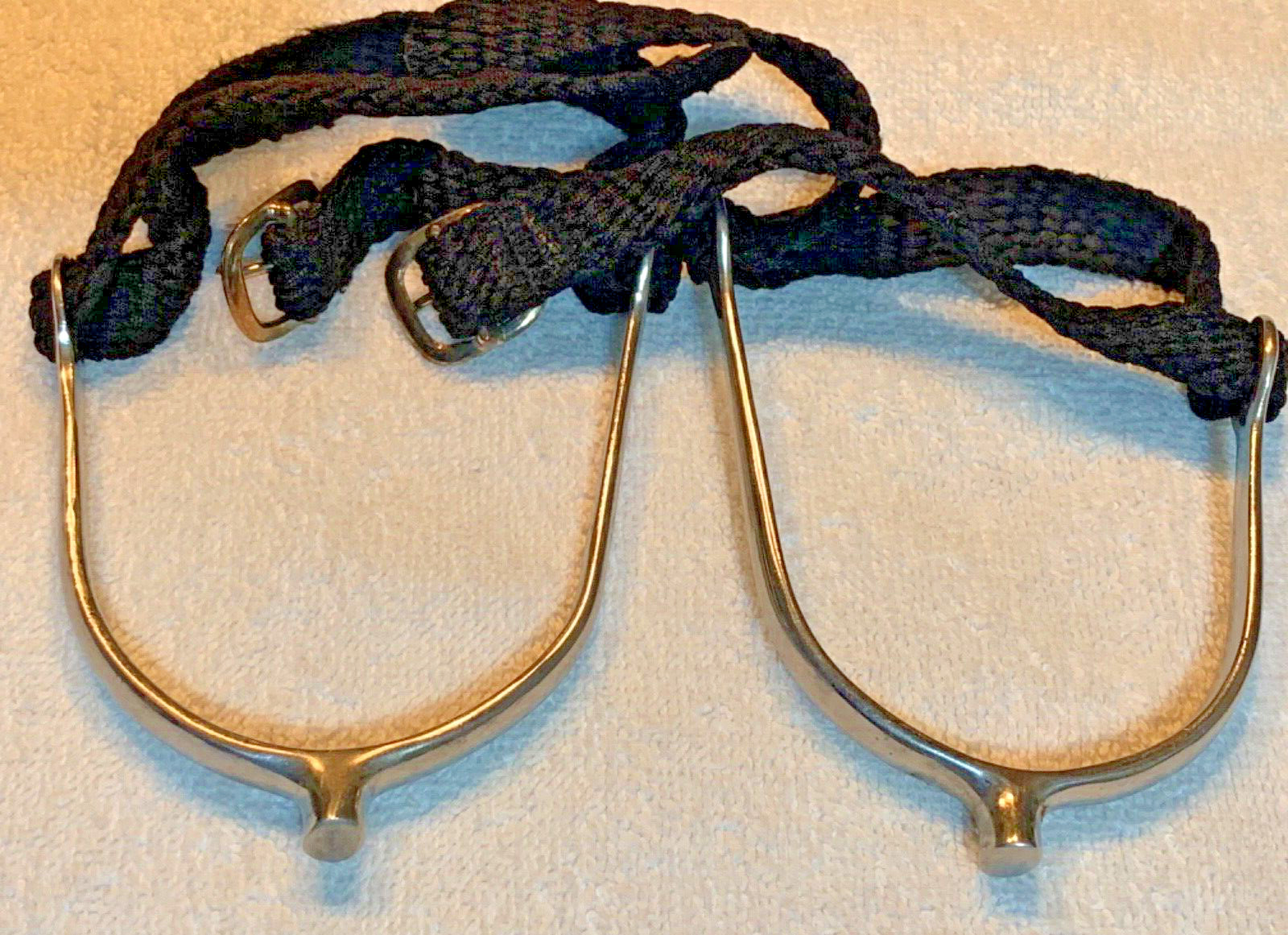 Stainless Steel Riding Spurs & Straps for English Equestrian 1/4" Blunt Neck