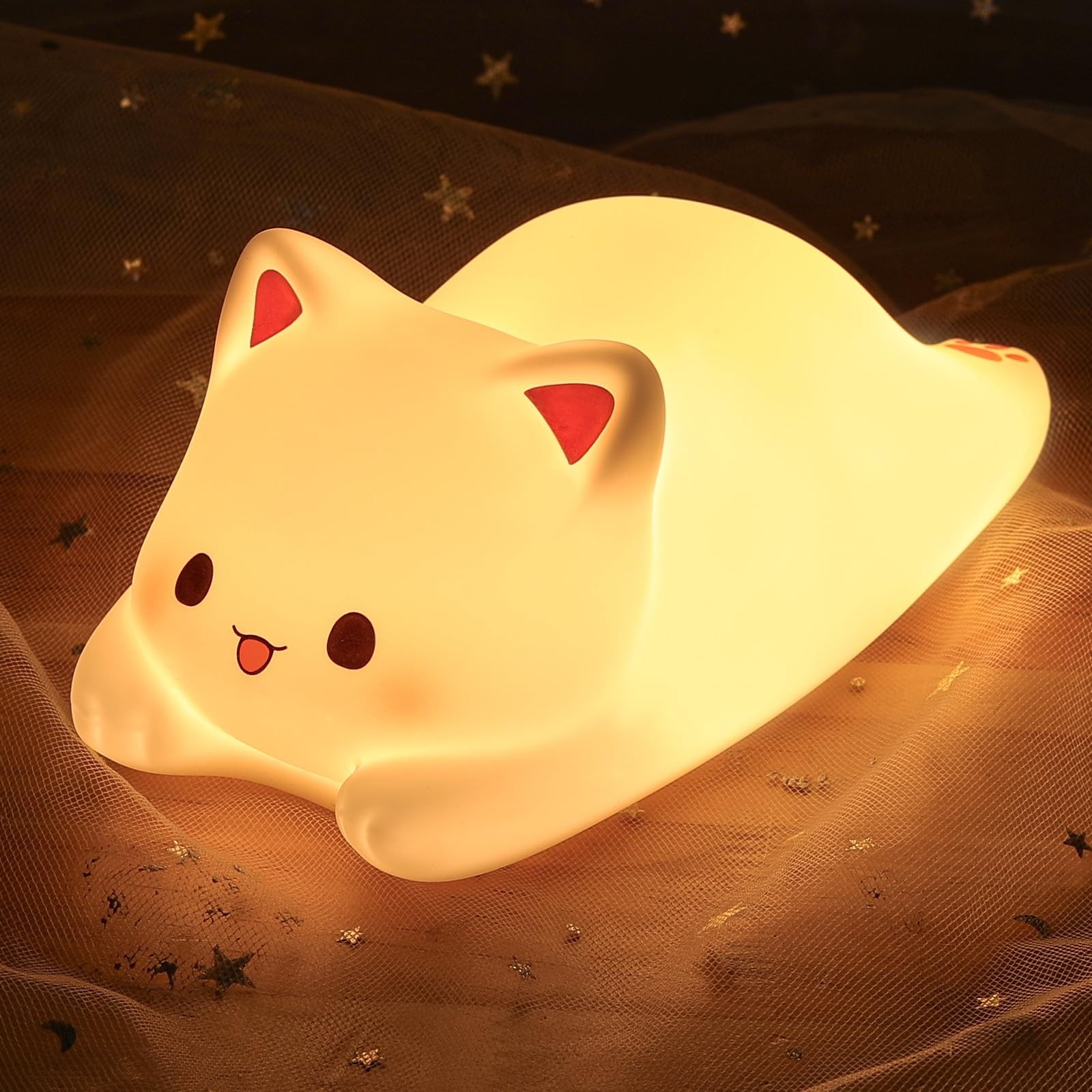 Cute Night Light for Kids Cat Night-Light Baby Girl Squishy NightLight 1/3 Ho...