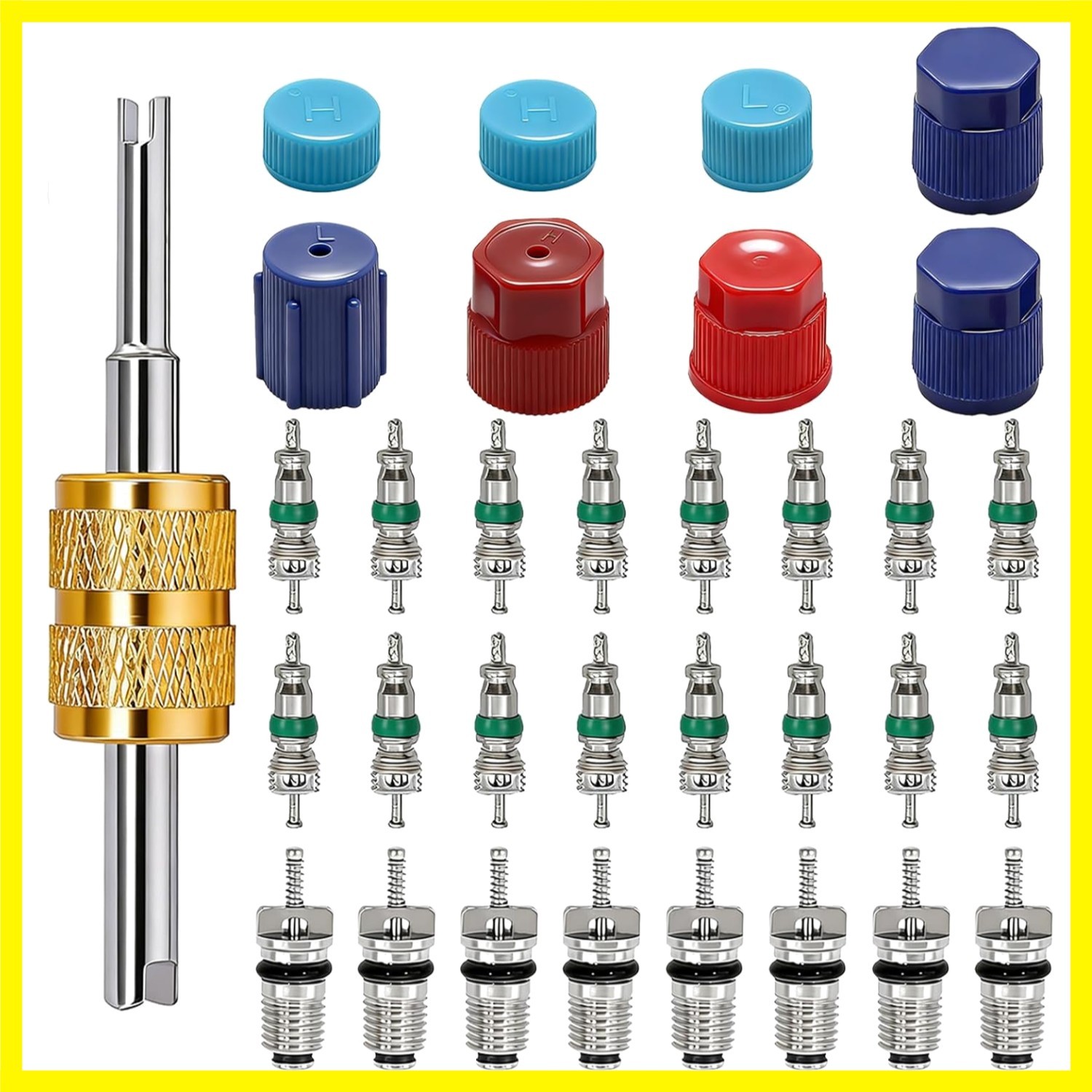 33PCS Air Conditioning Valve Core Kit Car A/C R12 R134a Refrigeration Schrade...