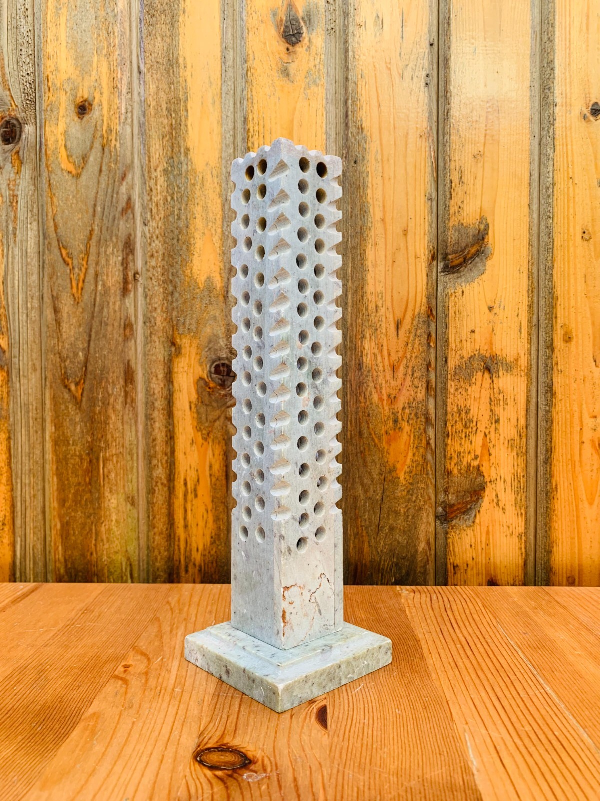 Brutalist-Inspired Stone Ornate Candle/ Incense Stand