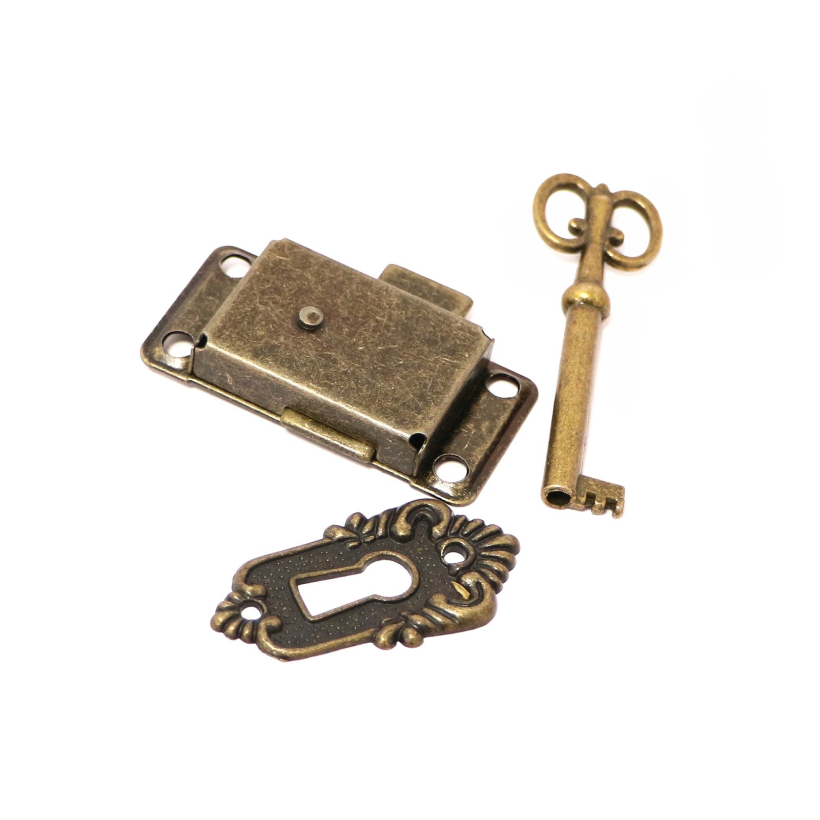 Vintage Antique Delicate Drawer Cabinet Wardrobe Cupboard Door Iron Lock + Key