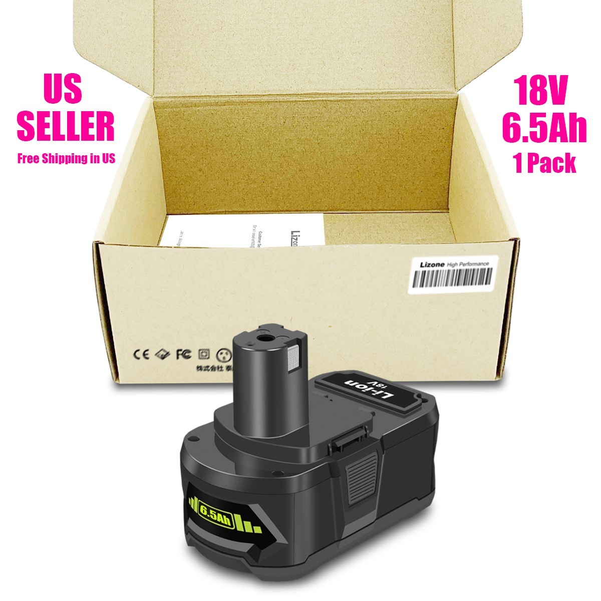 NEW 18V 6.5Ah For RYOBI 18V 4Ah High Capacity Battery 18V Plus One PBP005 PBP004