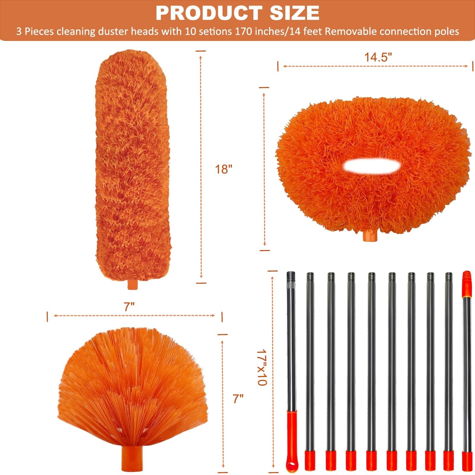 20 Ft+ High Reach Cleaning Tool Kit - Microfiber Feather Ceiling Fan Duster &...