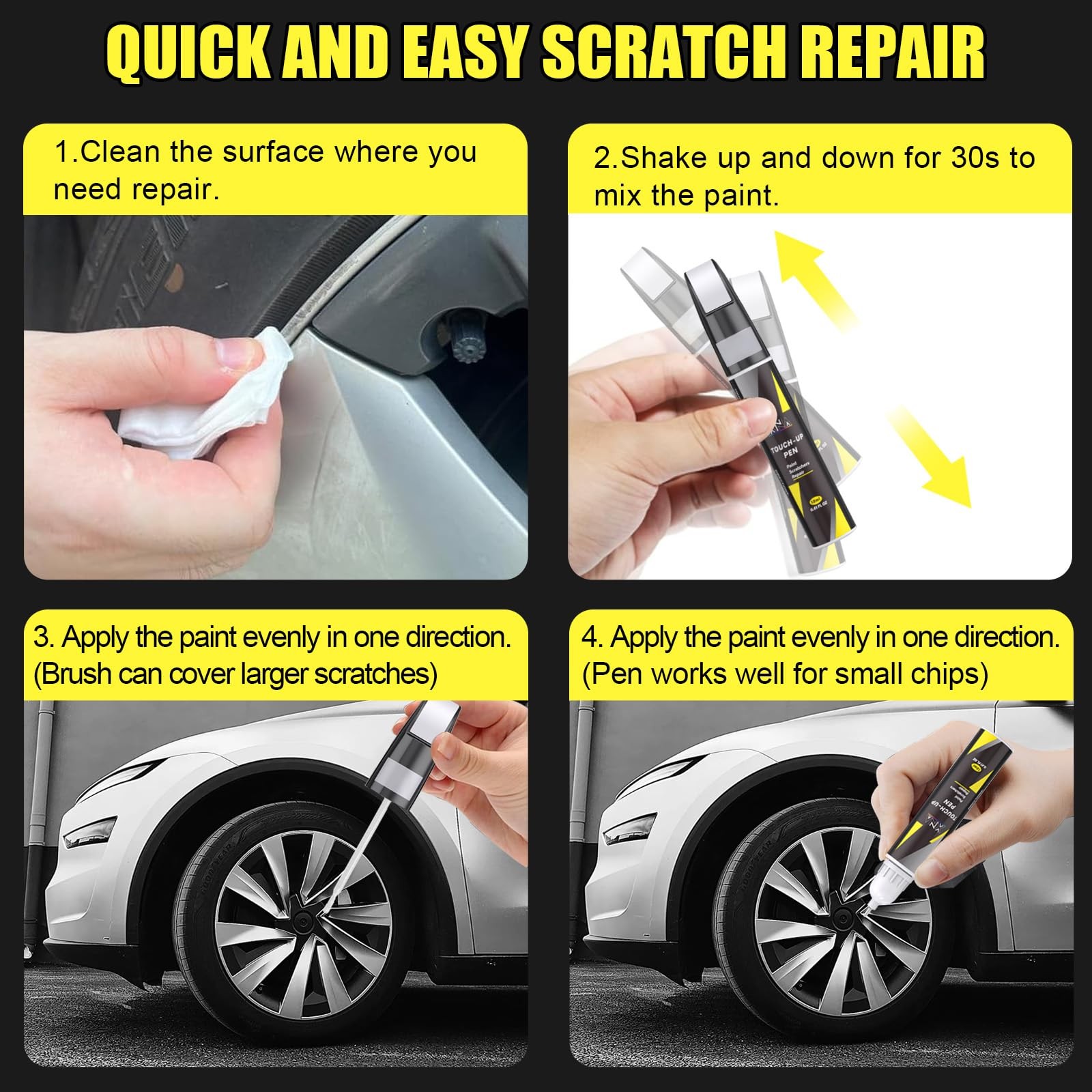Rim Touch Up Paint(Sonic Silver(NEU-107E/WPB-8838-3)) for Tesla Model Y/3/S/X...