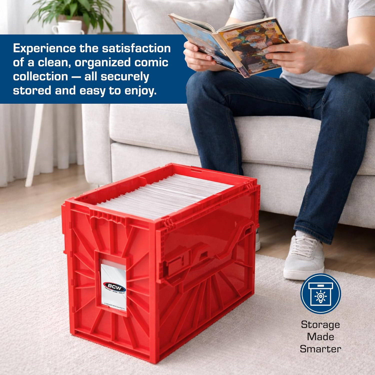 Short Comic Book Bin | Holds 150 Comics | Stackable Plastic Storage | Acid-Free