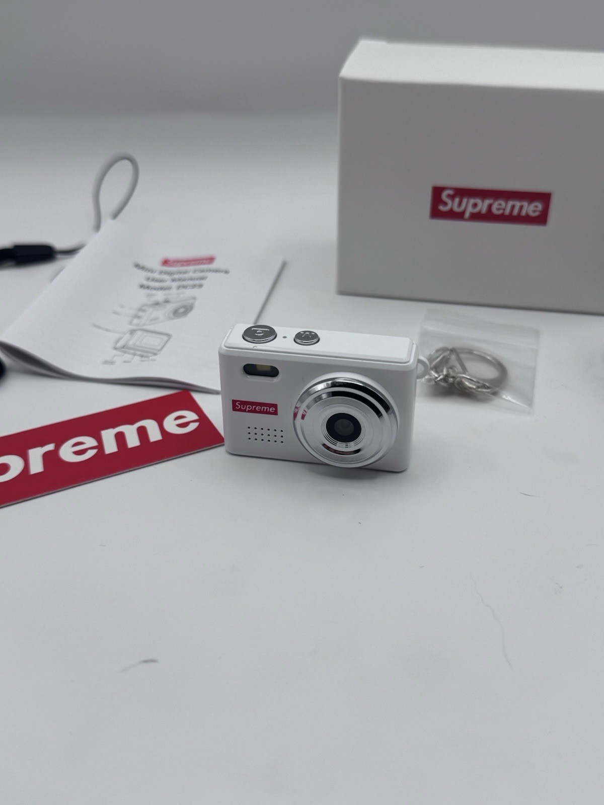 Supreme Digital Camera Keychain White