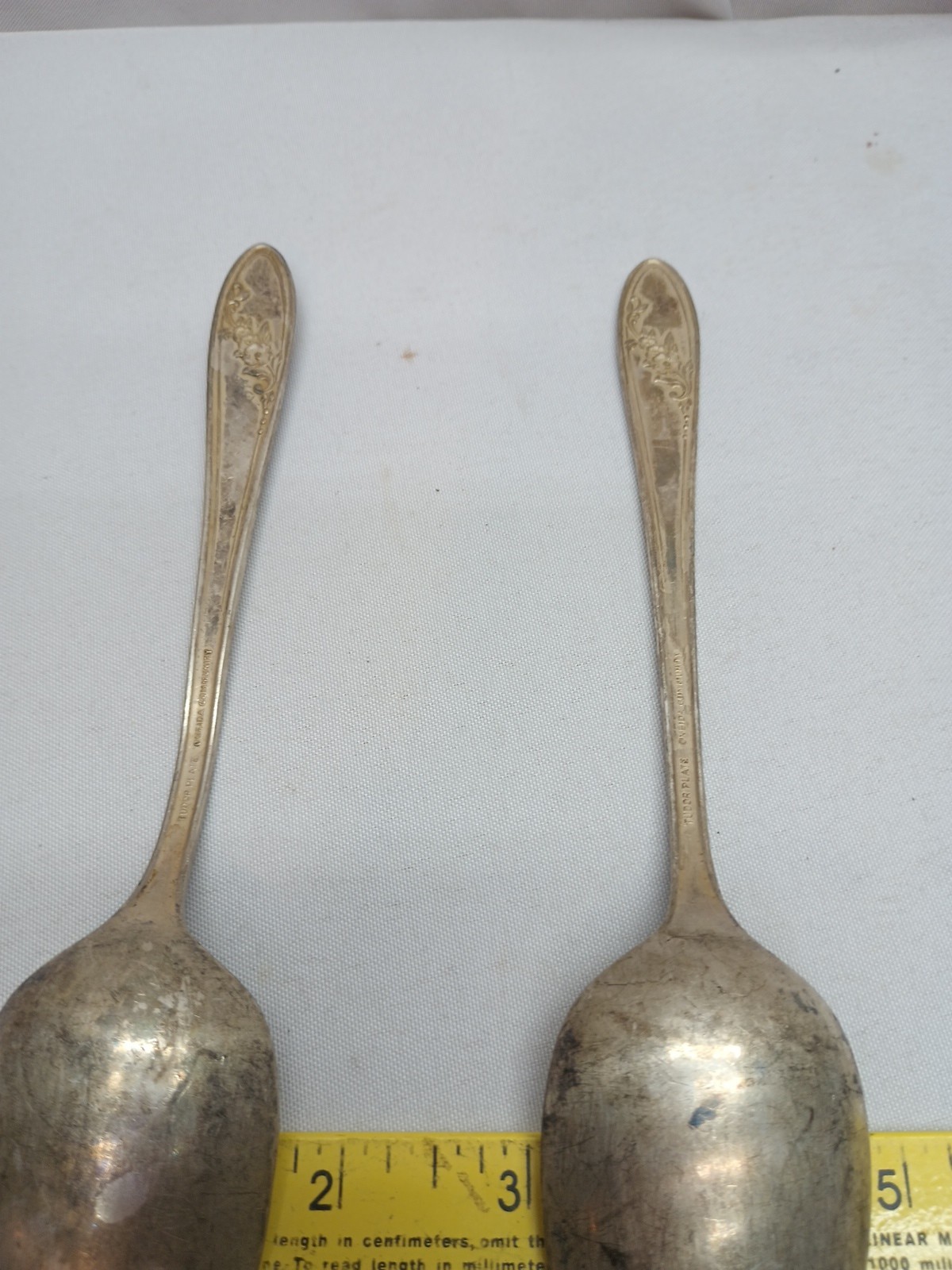 2 Vintage Oneida Tudor Plate Serving Spoons 8.5" Kitchen Utensil