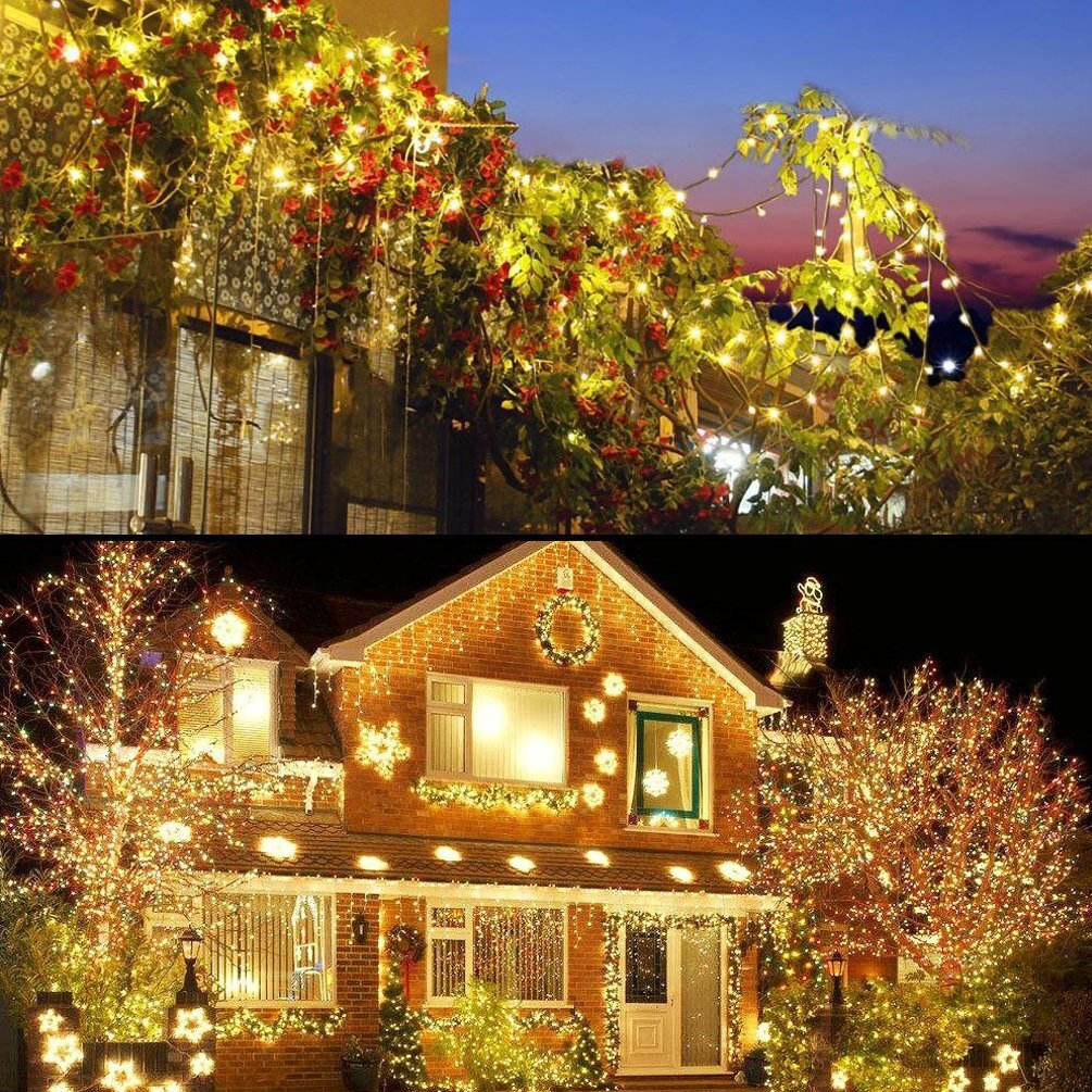Decute 500LED 164FT Christmas Tree String Lights Green Wire Dimmable with Remote