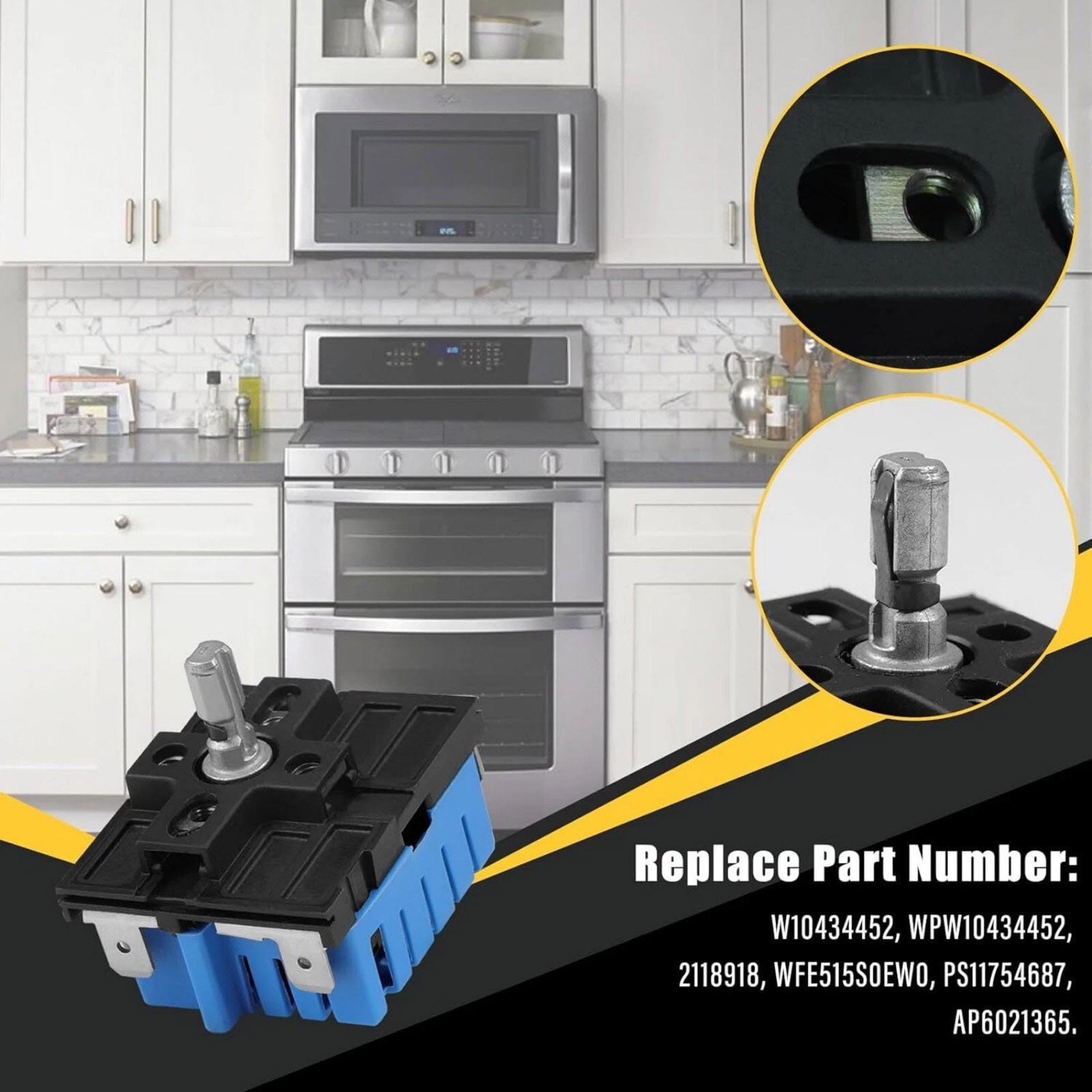 Dual Surface Infinite Switch W10434452 for Whirlpool Range Model WFE515S0EW0