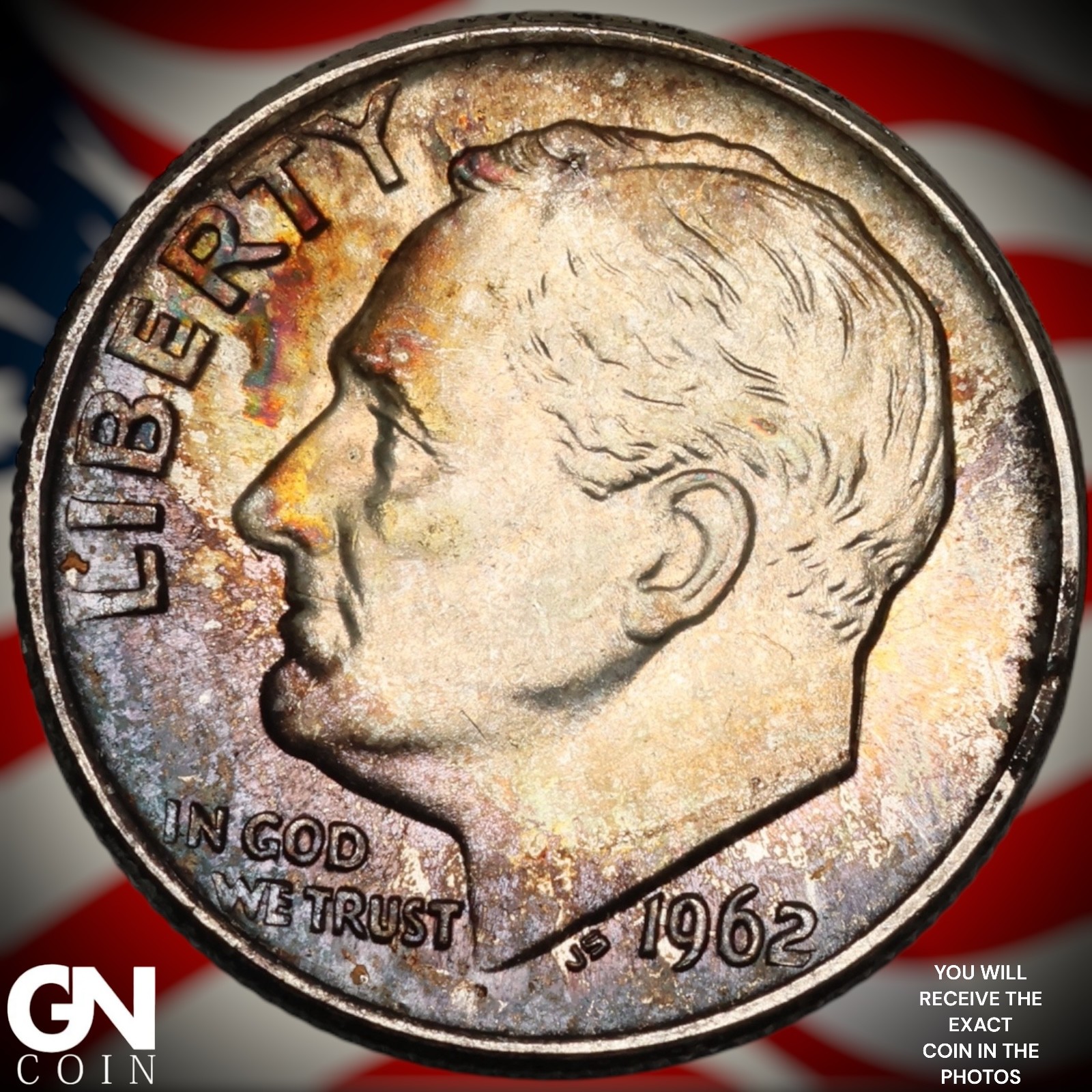 1962 COLOR Roosevelt Dime B1638