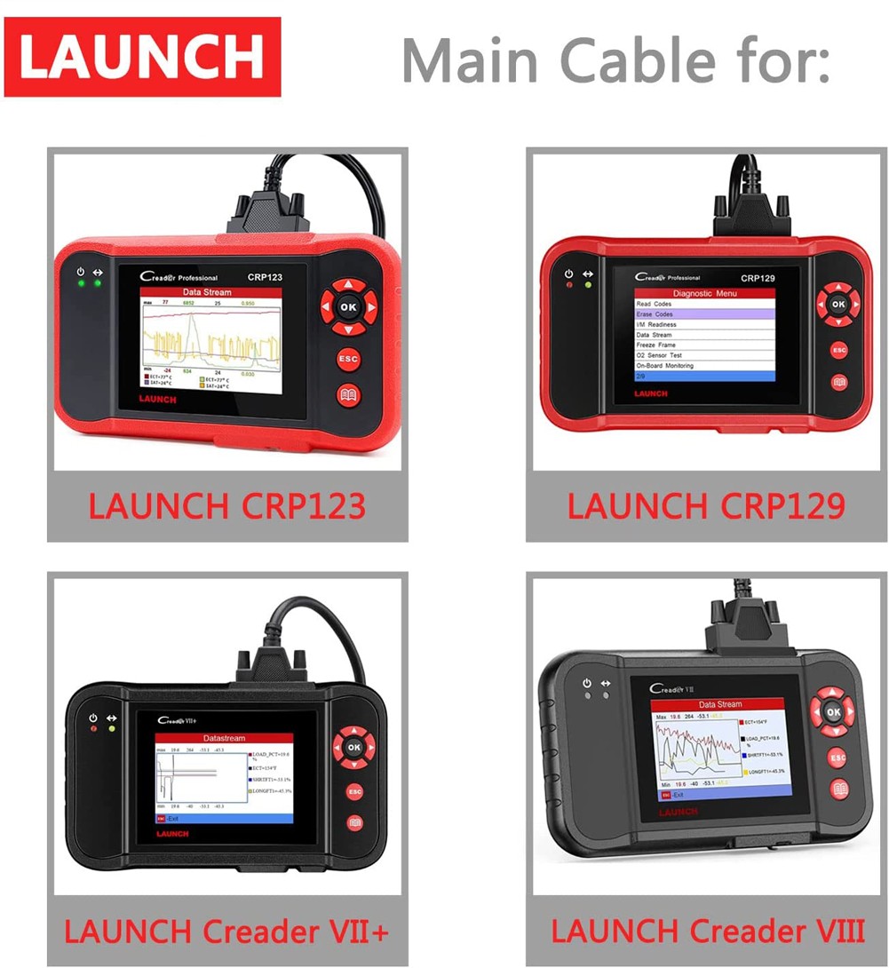 LAUNCH Original OBD2 16-PIN Main Cable for LAUNCH CRP123/CRP129/Creader VII+