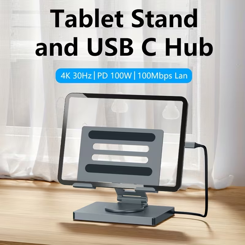 7-In-1 Tablet Computer Brain Stand, Type-C Docking Station, PD100W Charging Port
