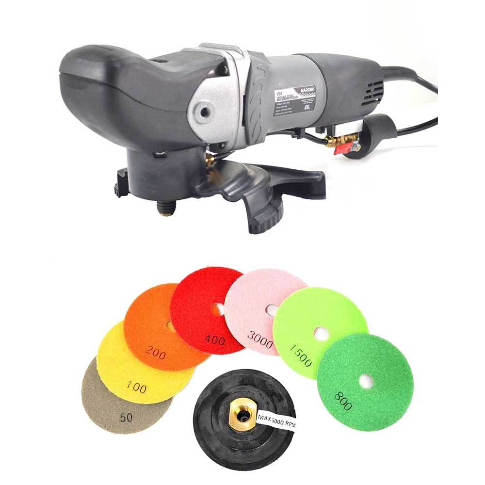VS5 Variable Speed Wet Grinder Polisher, 8 pcs 4 Inch Diamond Polishing Pad Set