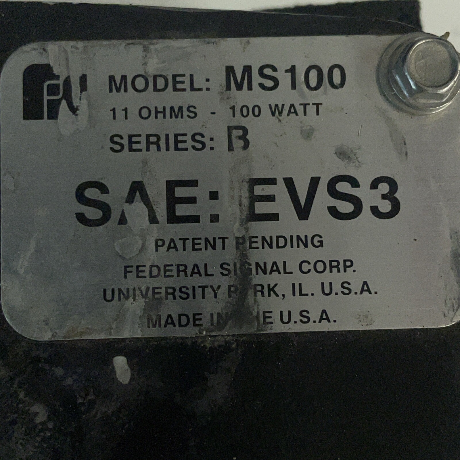 FEDERAL SIGNAL MS100 DynaMax 100W Siren