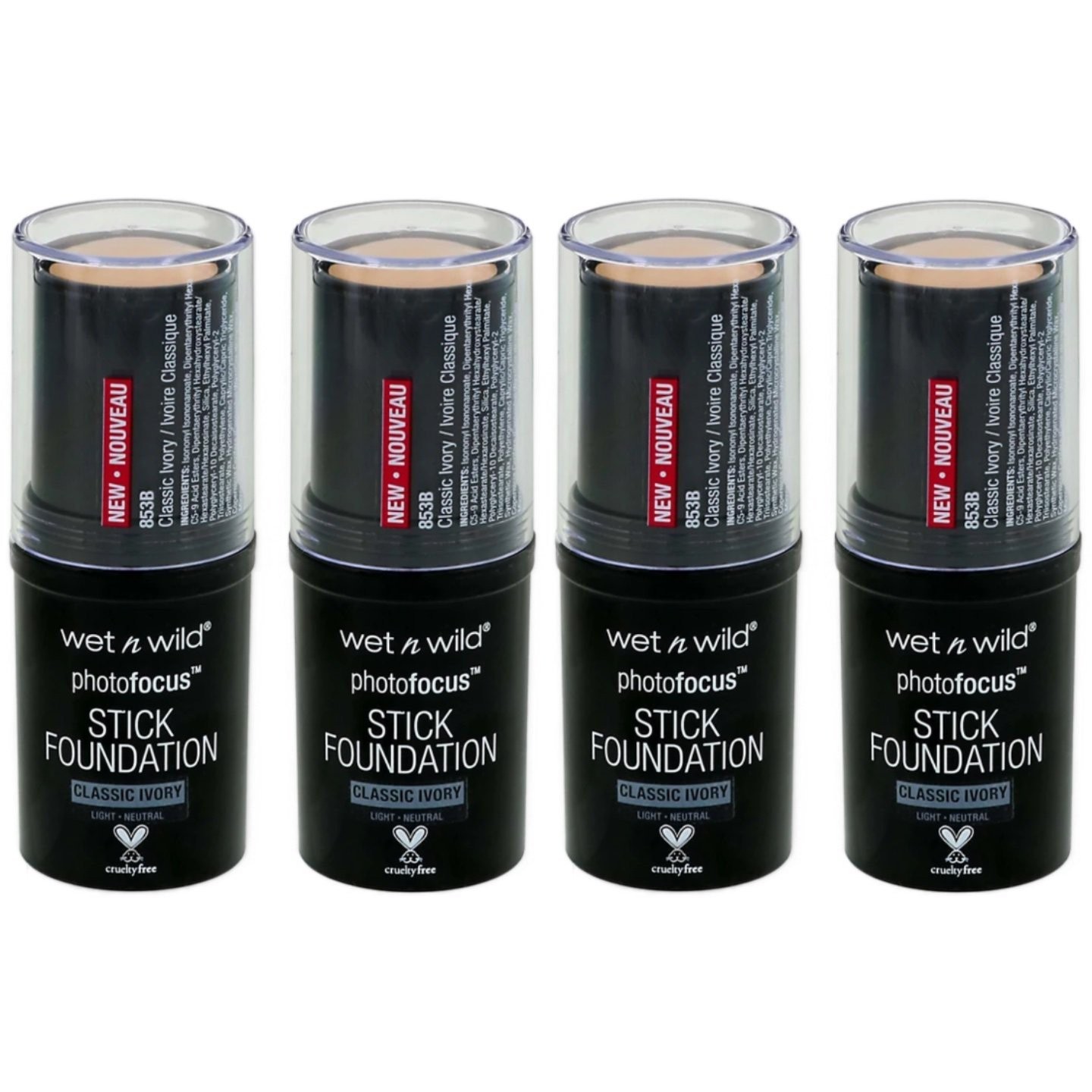 wet n wild Photo Focus Stick Foundation, Classic Ivory, Pack of 4