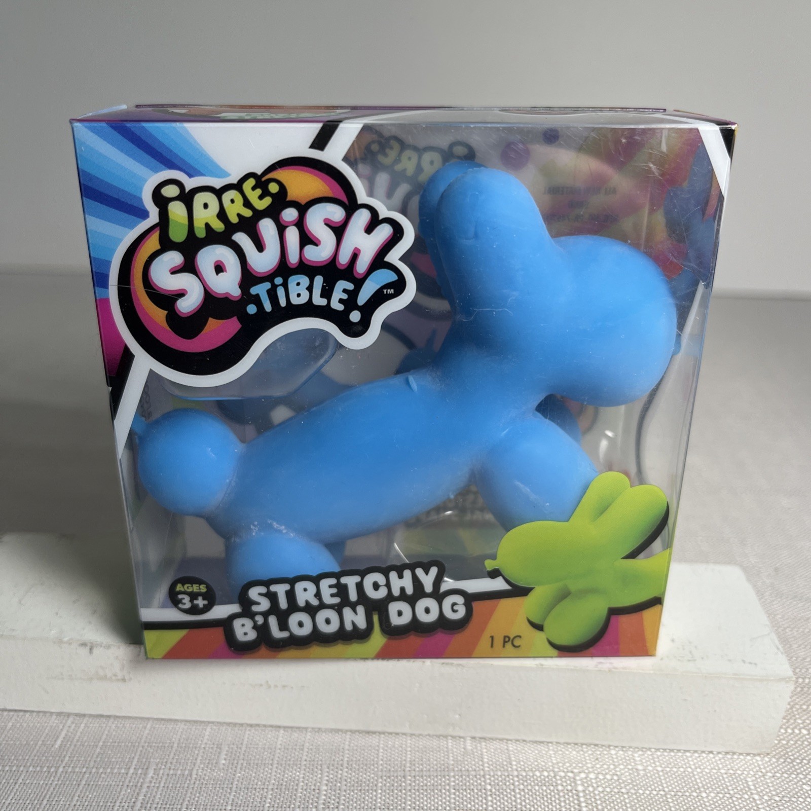 irre-tible SQUISH Stretchy moldable doggy BLUE BALLOON ANIMAL fidget toy dog