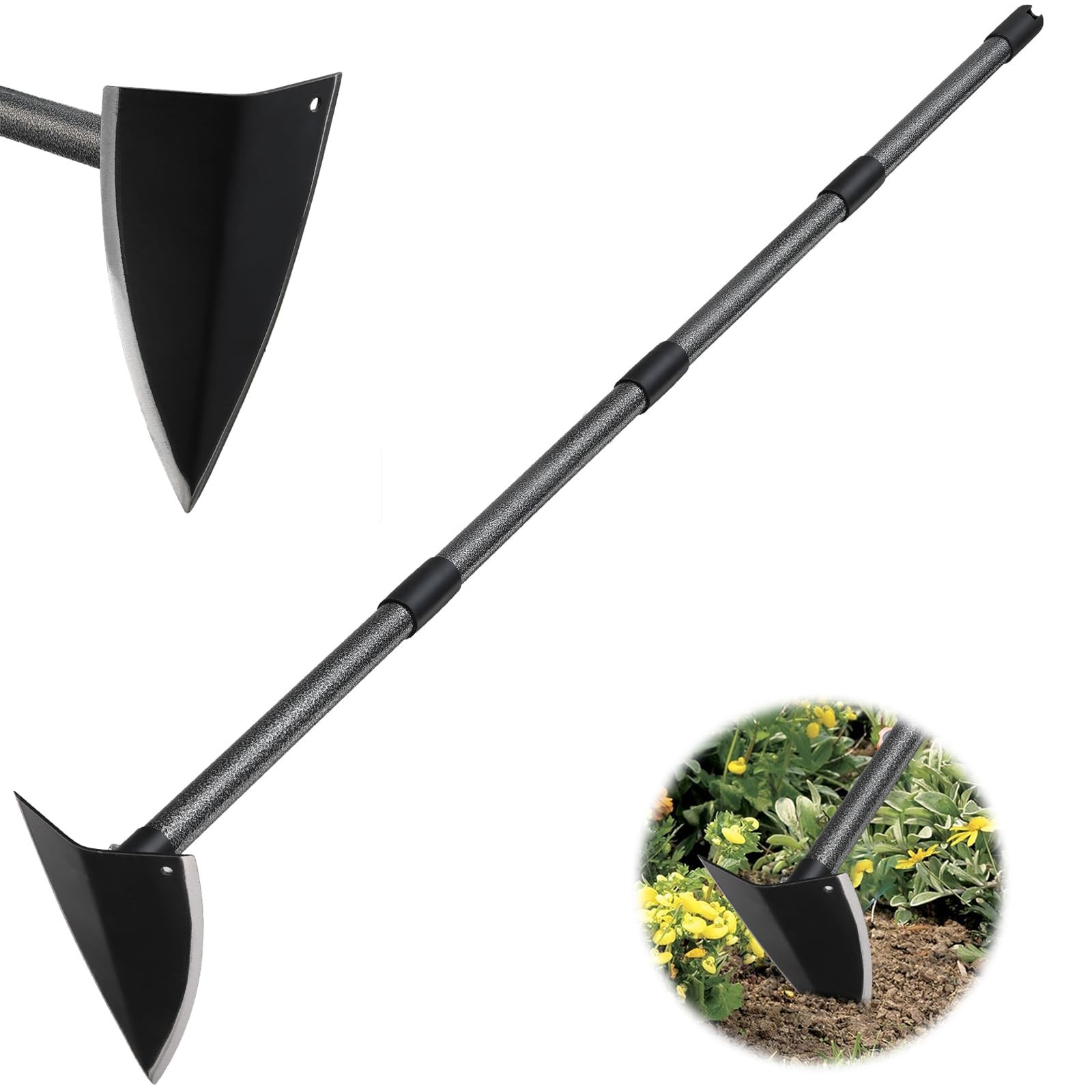PoPoHoser Hoe Garden Tool, Triangle Gardening Weeding 60" Long