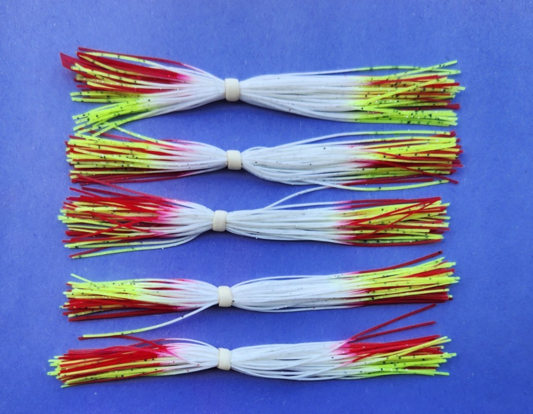 5 Silicone Skirts White/Red Chart Tip 5-215-213 Fish Lure Spinnerbait Buzz  jig