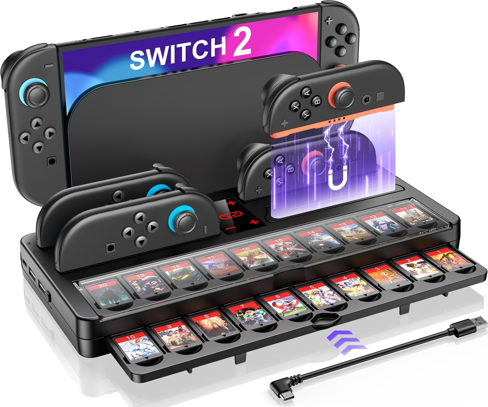 Switch Controller Charger for Nintendo Switch 2 Joy-Cons Charging Dock Station