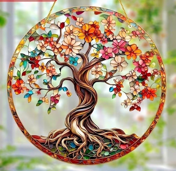 MOTHER"s Day -2D Flat Acrylic Tree of Life Suncatcher -7. 8"  free shipping