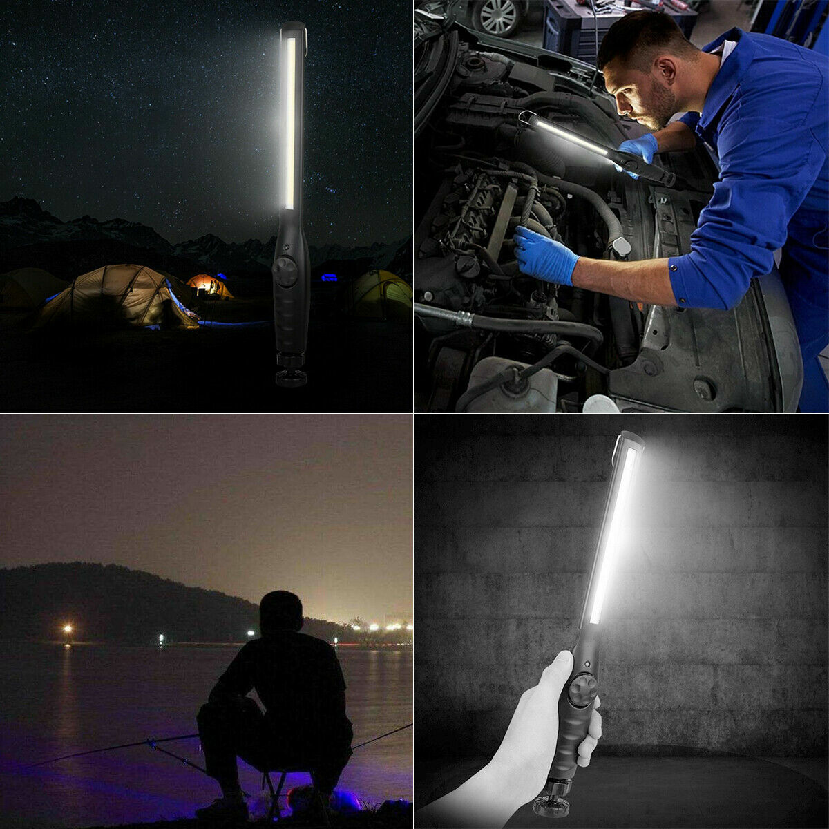 Rechargeable LED COB Work Light Mechanic Flashlight Lamp Magnetic Base Bright