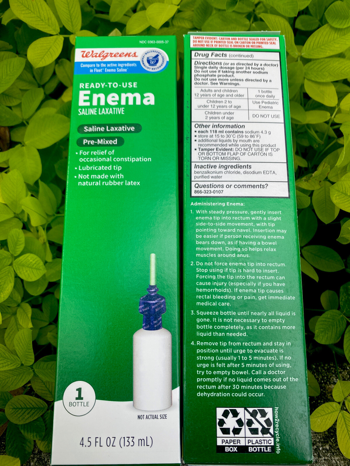 LOT OF 2 WALGREENS ENEMA SALINE LAXATIVE 4.5 OUNCE Free Shipping ✅