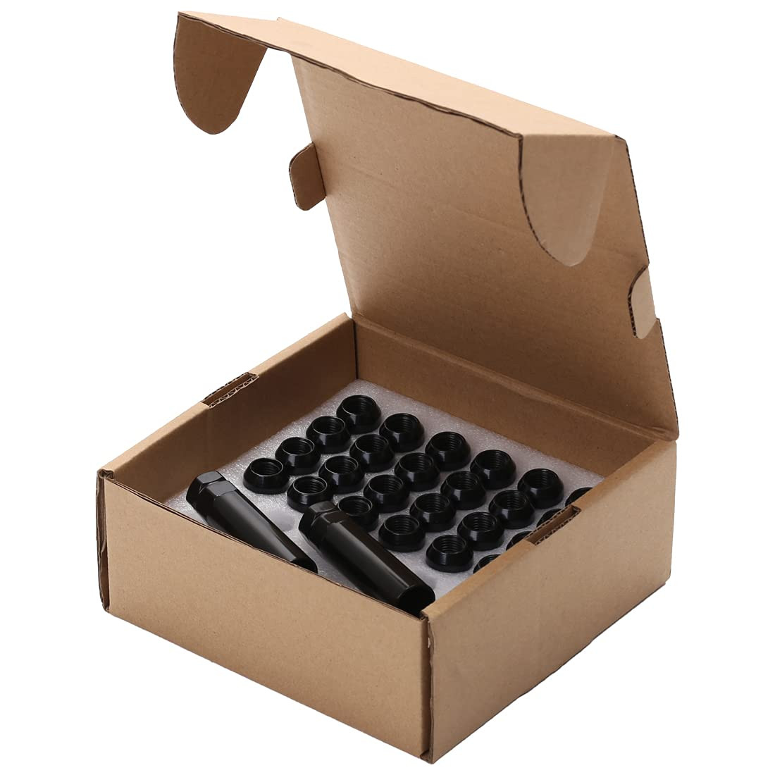 M14X1.5 Spline Lug Nuts Black 2" Tall Set of 24 with 2 Socket Keys