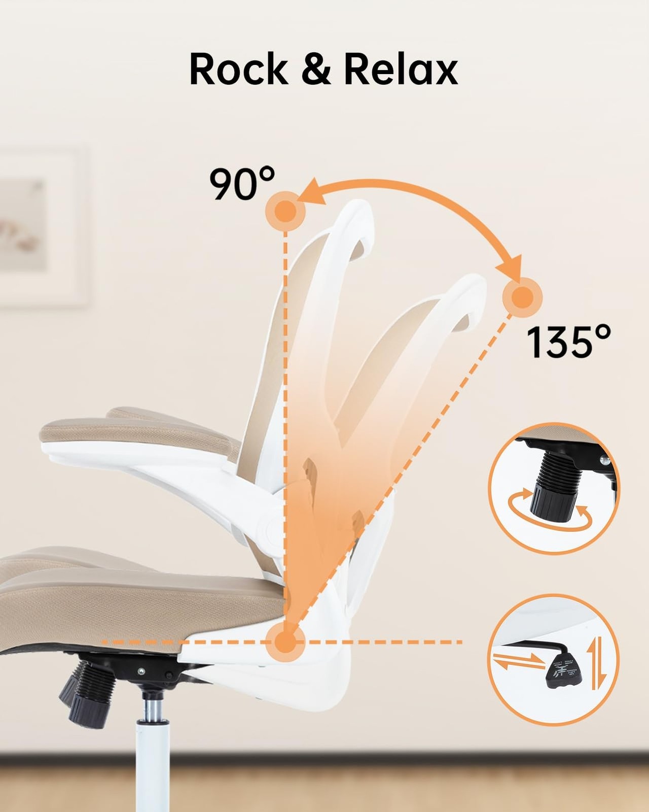 Ergonomic Office Chair,PU Leather Swivel Desk Chair with Lumbar Support,Adjus...