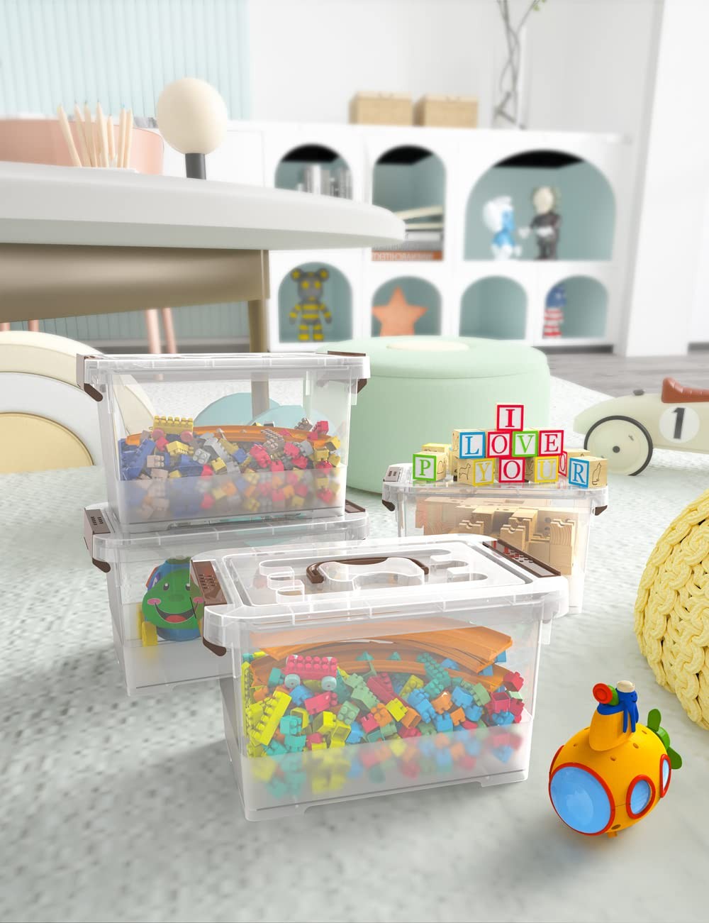 WYT Clear Storage Latch Box, 6 Pack Storage Organizer Bins with Latching Hand...